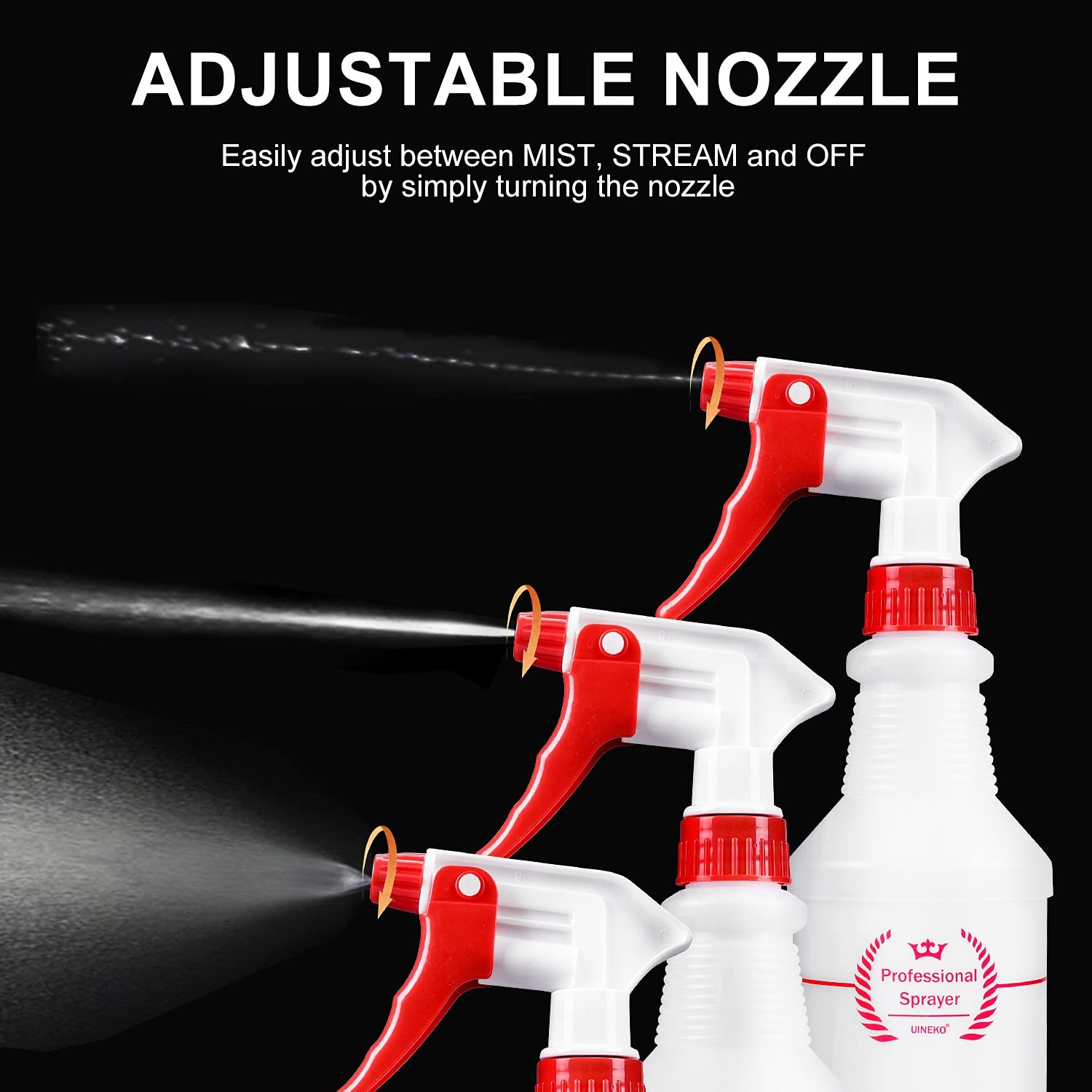 16 Oz Spray Bottles (4 Pack) – Heavy Duty, Leak Proof, Adjustable Nozzle
