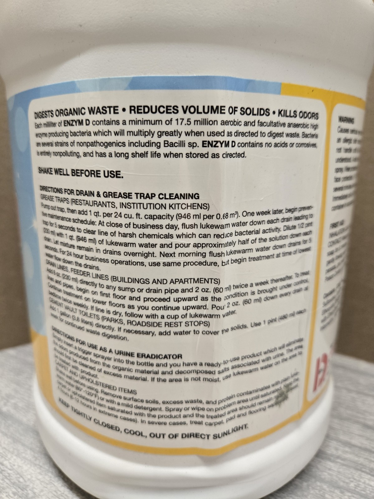 Big D Enzym D Bacteria/Enzyme Culture Plus Deodorant- 1 Gallon