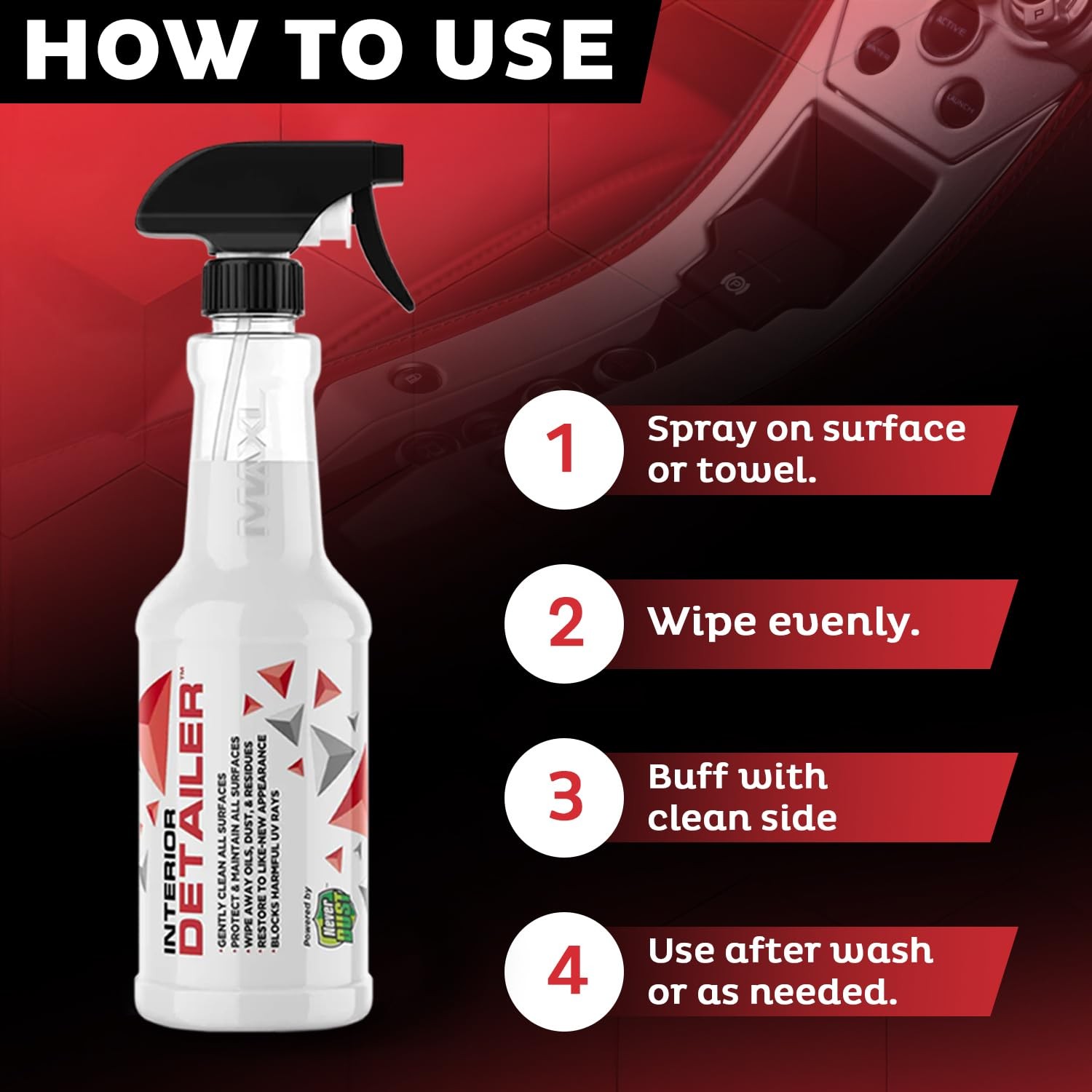 ® Interior Car Cleaner Detailer Spray with NeverDust® Technology Formula (20o…