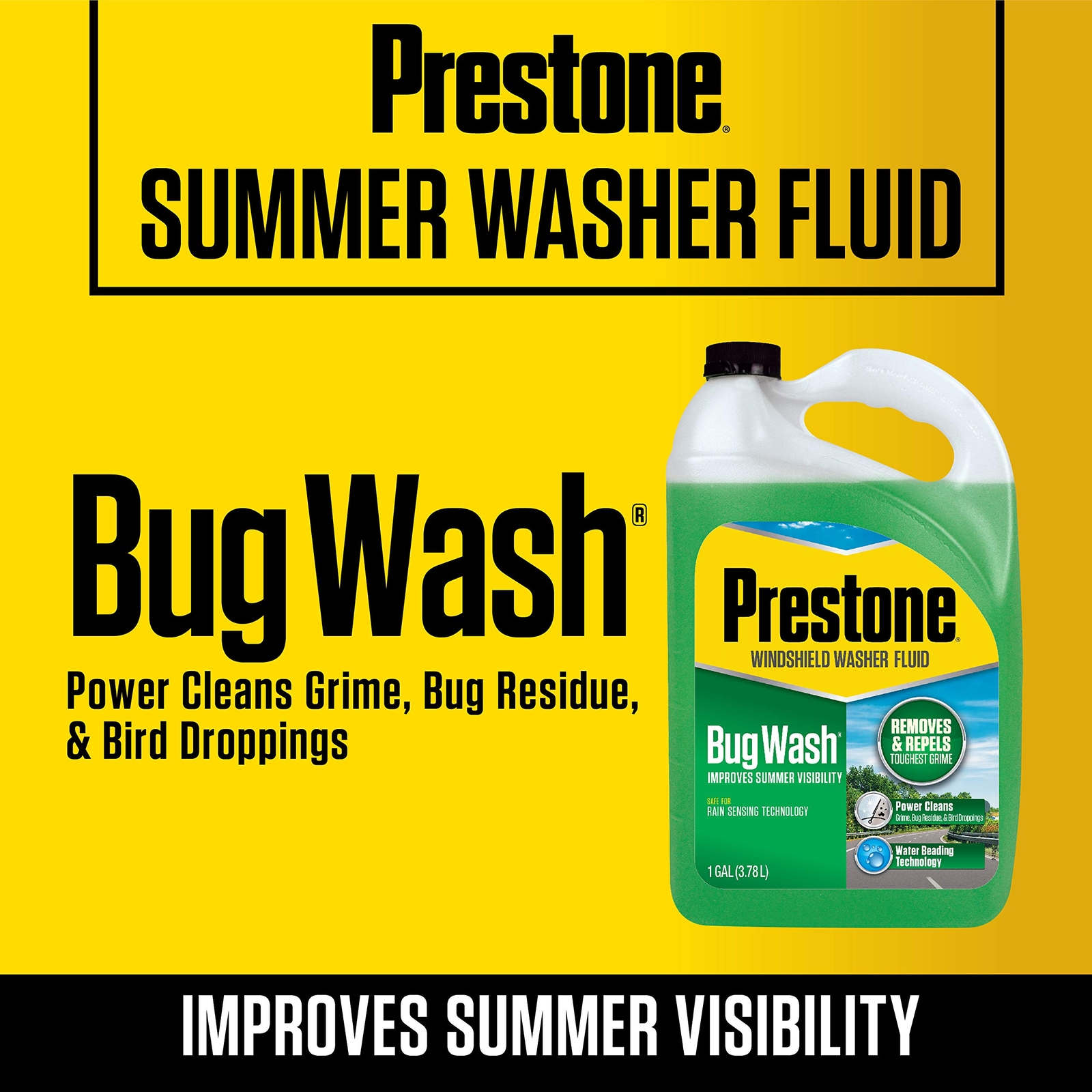 Prestone Bug Wash 128 Fl Oz Advanced Windshield Washer Fluid Streak Free Shine