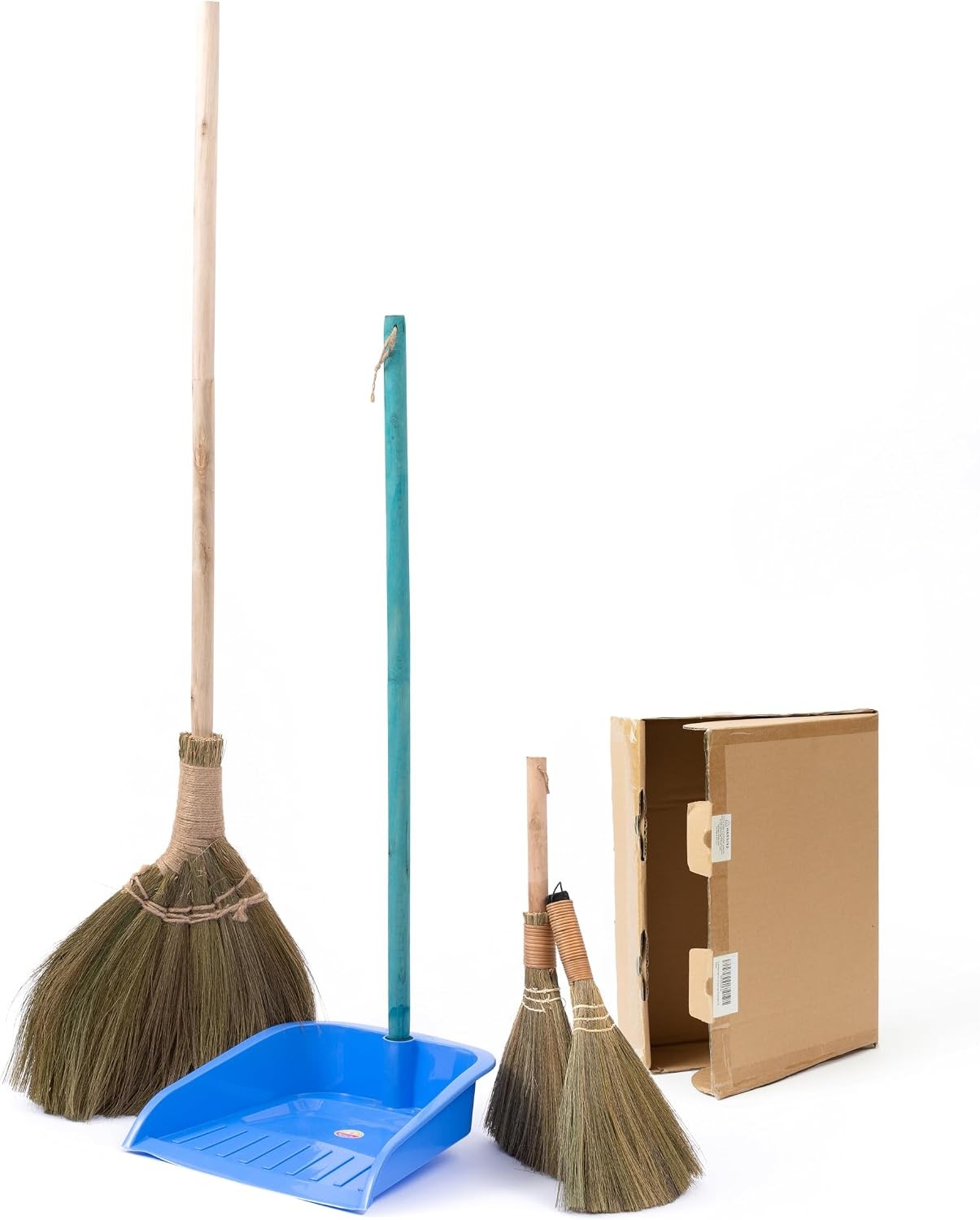 Broom & Dustpan Set Home Set of 3 Brooms Broomstick House Garage Office Lobby