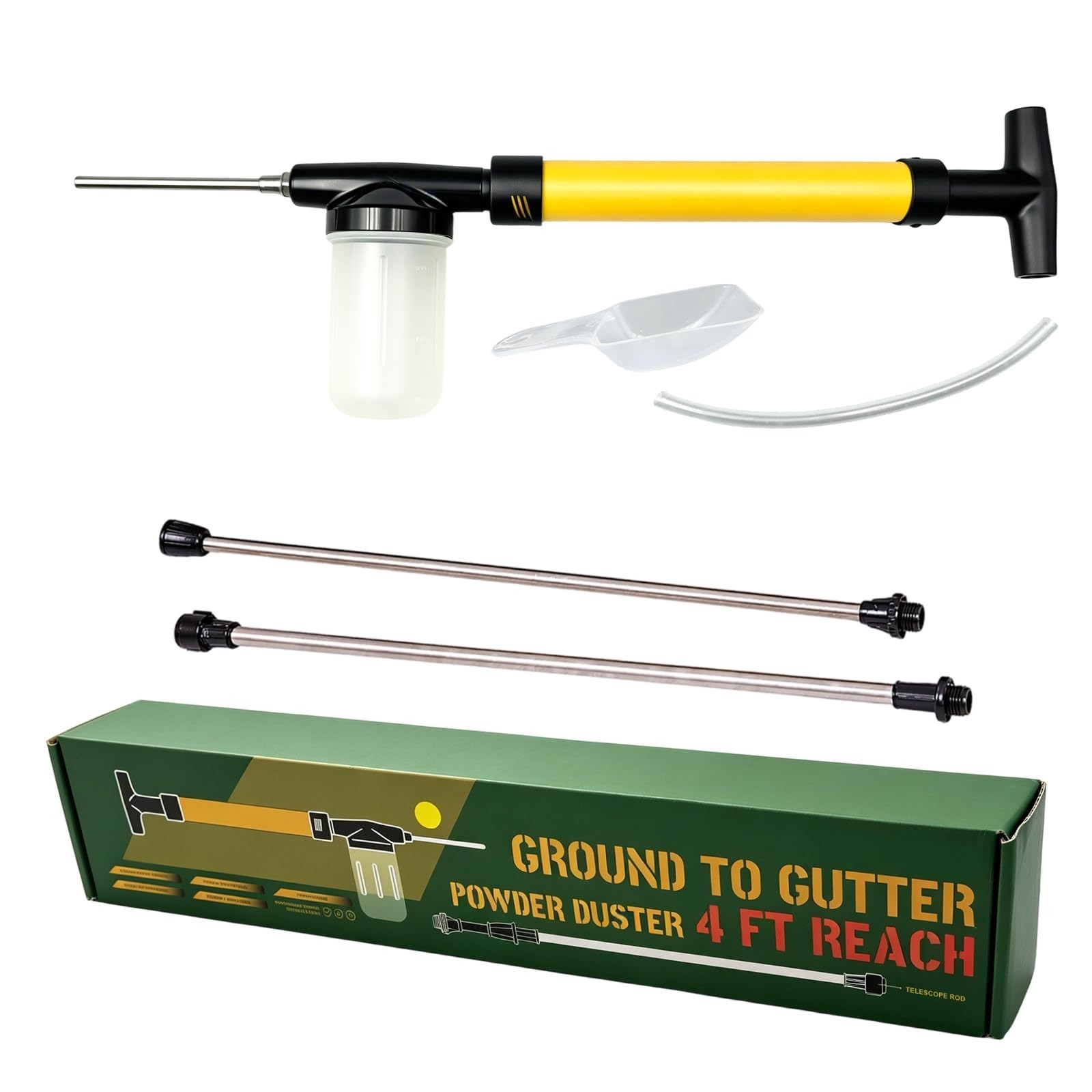 Diatomaceous Earth Powder Duster – Adjustable 4FT Applicator, Dust Sprayer & Dis