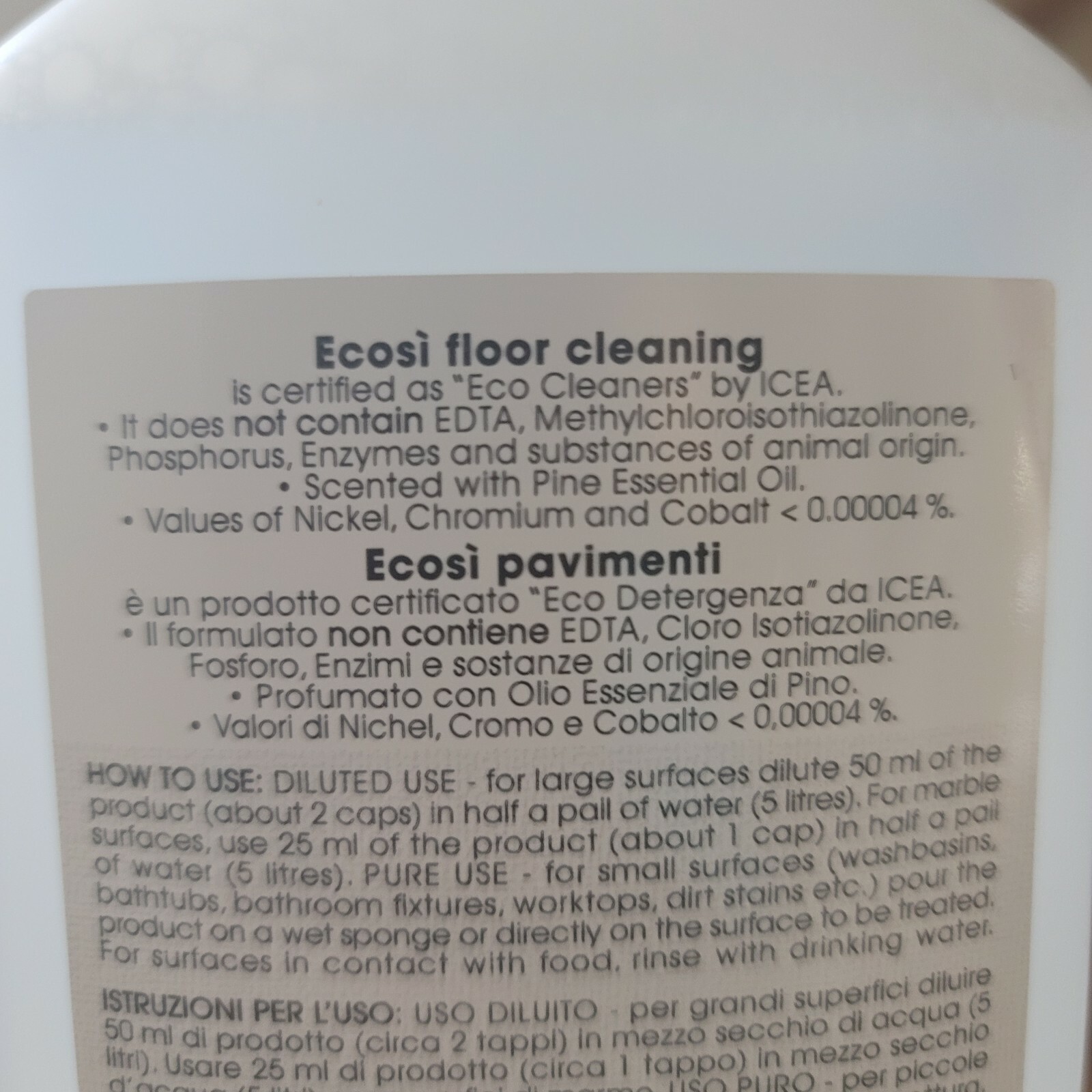 Ecosi Floor Cleaning 33.81 oz Italy Vegan