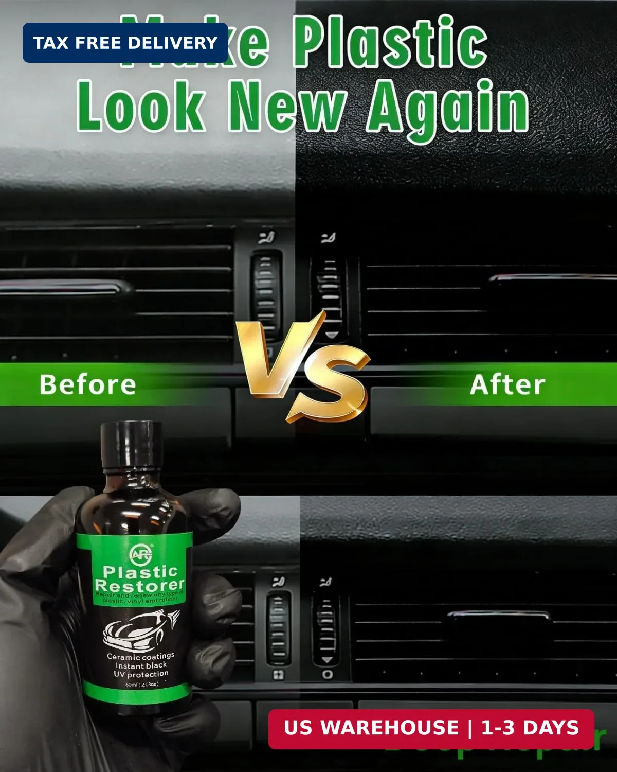Plastic Restorer for Cars, 60ML Black Trim Restorer, Back to Black Plastic Resto