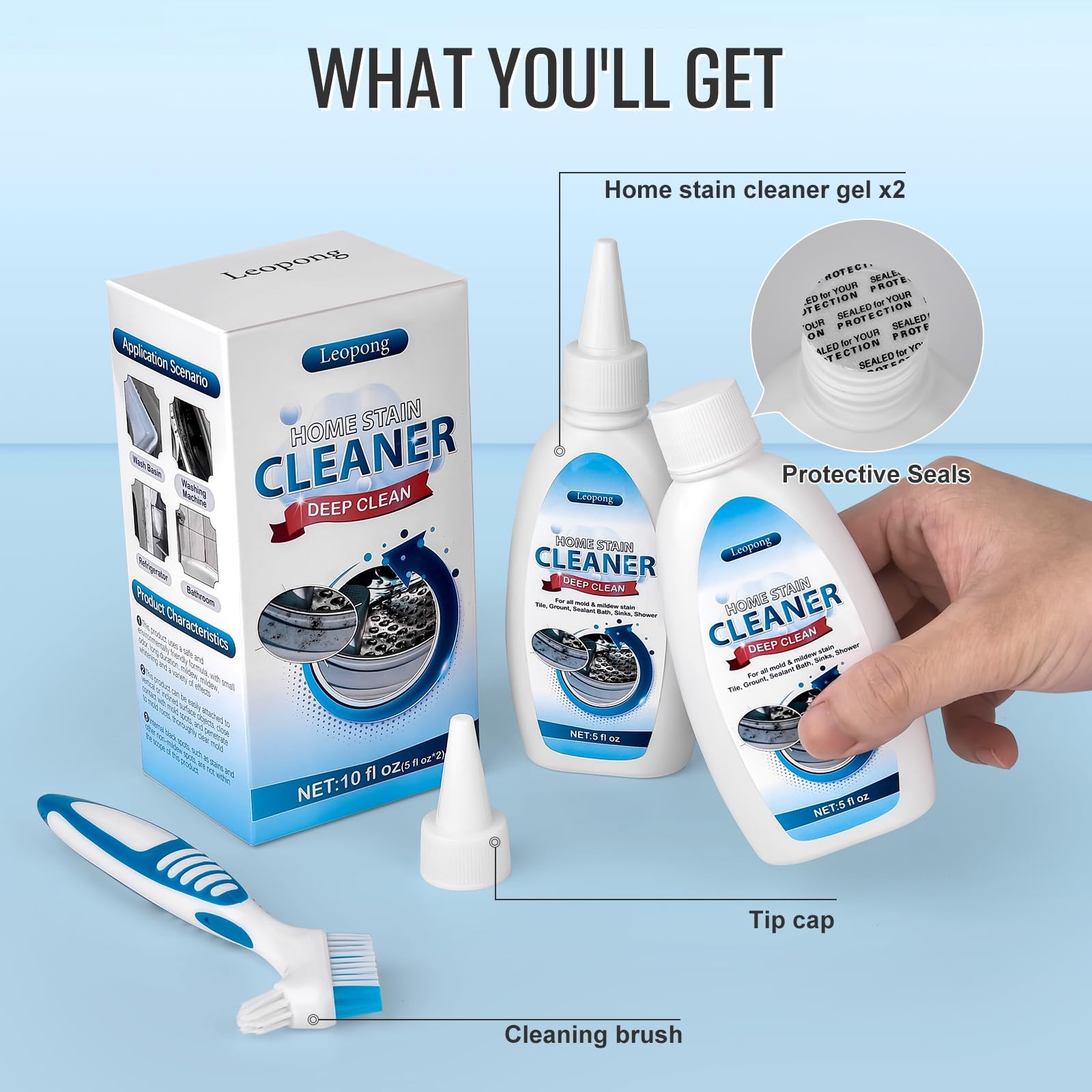 10 fl oz Home Cleaner Gel for Washing Machine Refrigerator Shower Kitchen