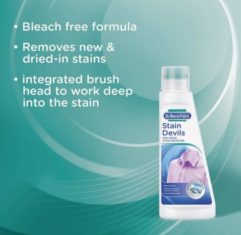 Dr. Beckmann Stain Devils Pre Wash Stain Remover Power Brush 250ml Removes 100+