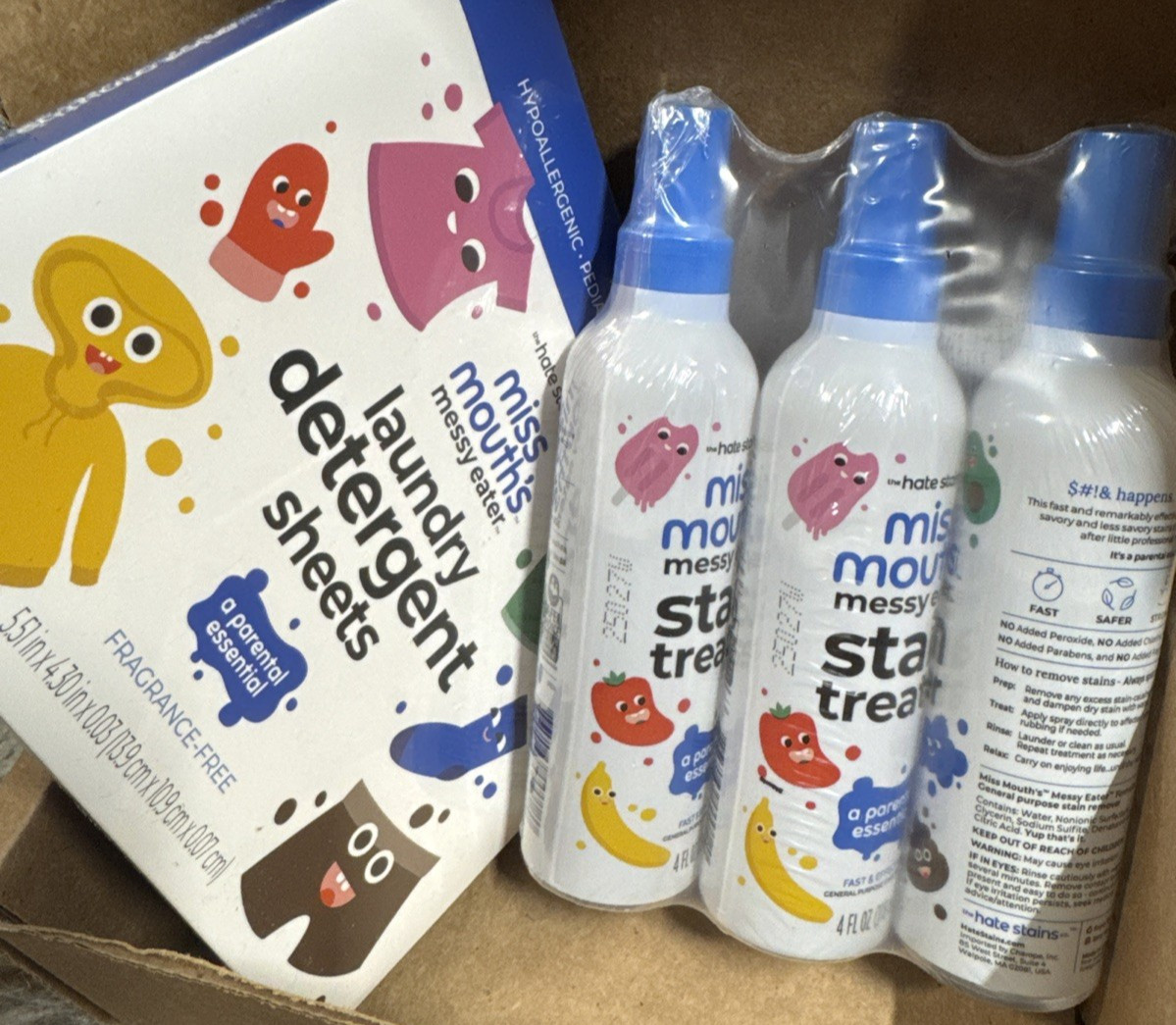 Miss Mouth’s Messy Eater Stain Treater & Suds Duo (3 Pack) + Detergent Sheet- 30
