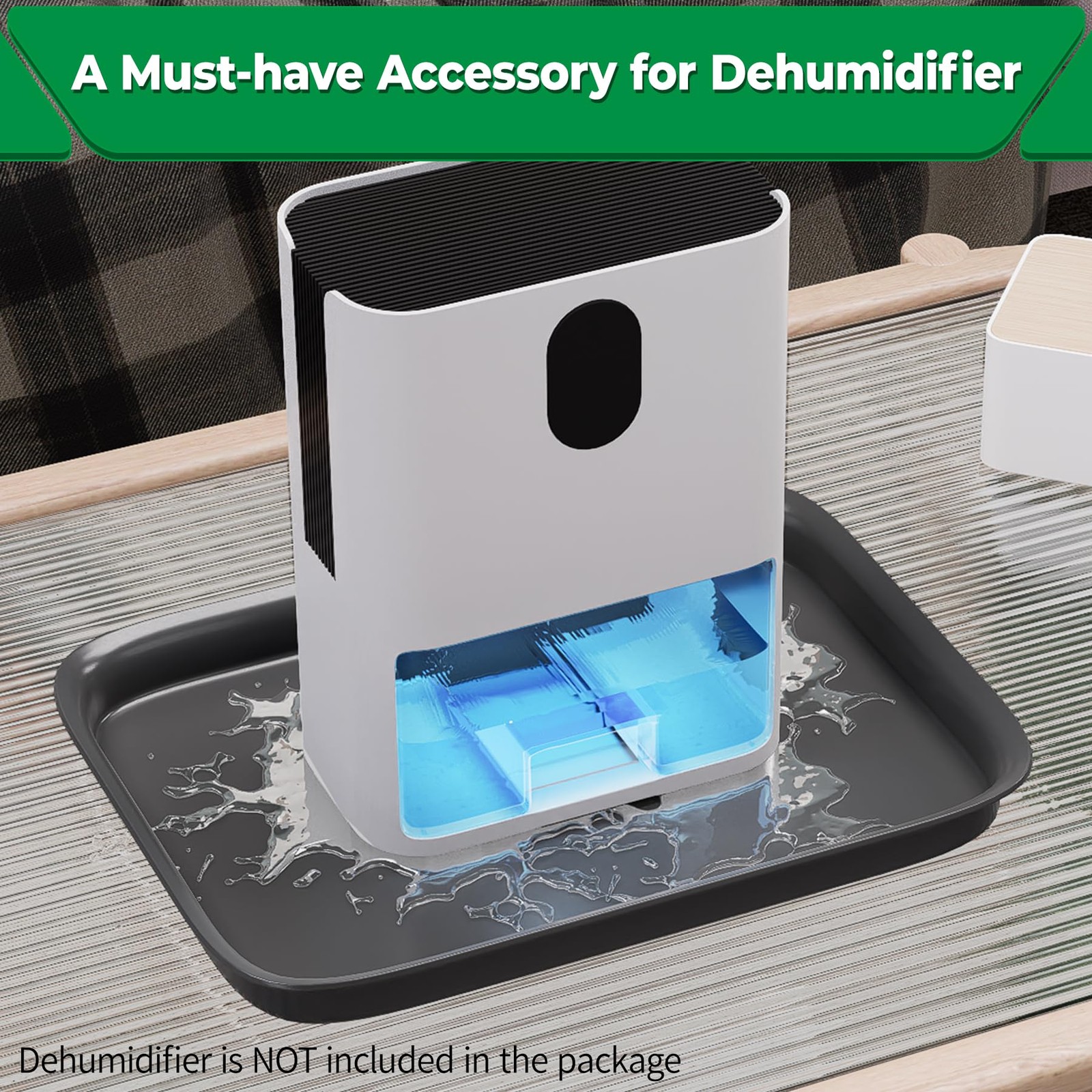Black Hard Plastic Leak Proof Dehumidifier Floor Drip Pan Tray 13x9x2 Inch