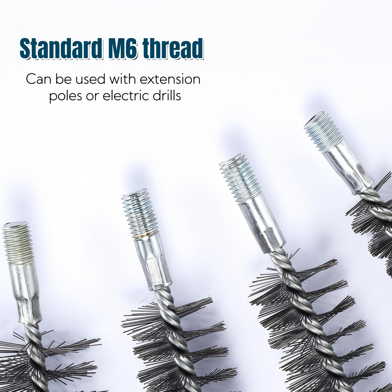 50 in Pipe Cleaning Brush Set with Stainless Steel Bristles, 5X Wire Brush wi…