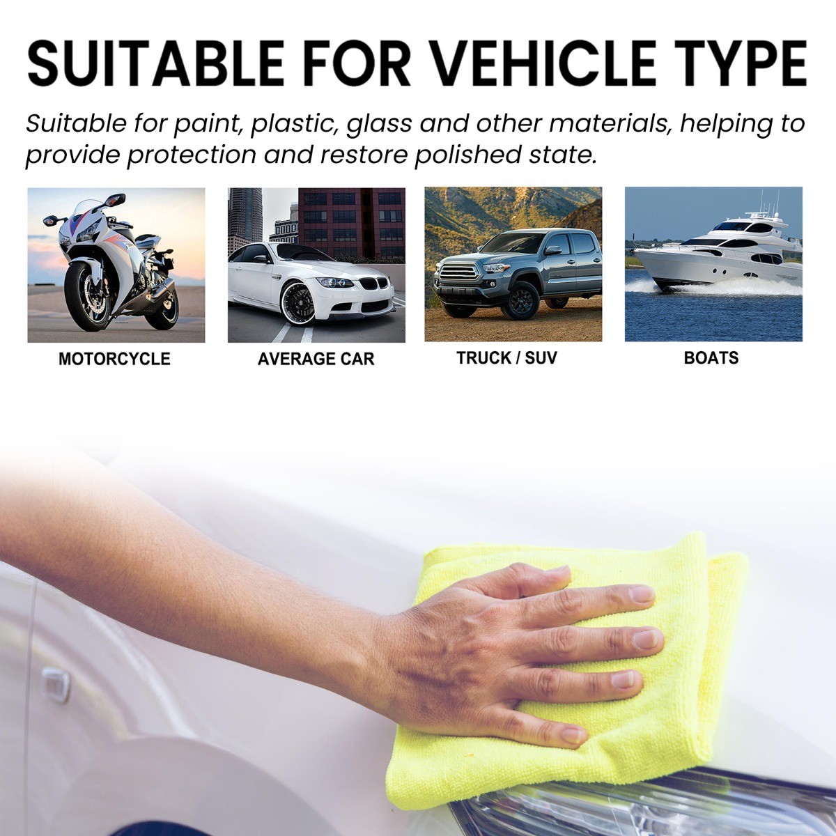 3-in-1 Yellow Car Coating Polish & Scratch Remover, Teflon Protectant for Paint