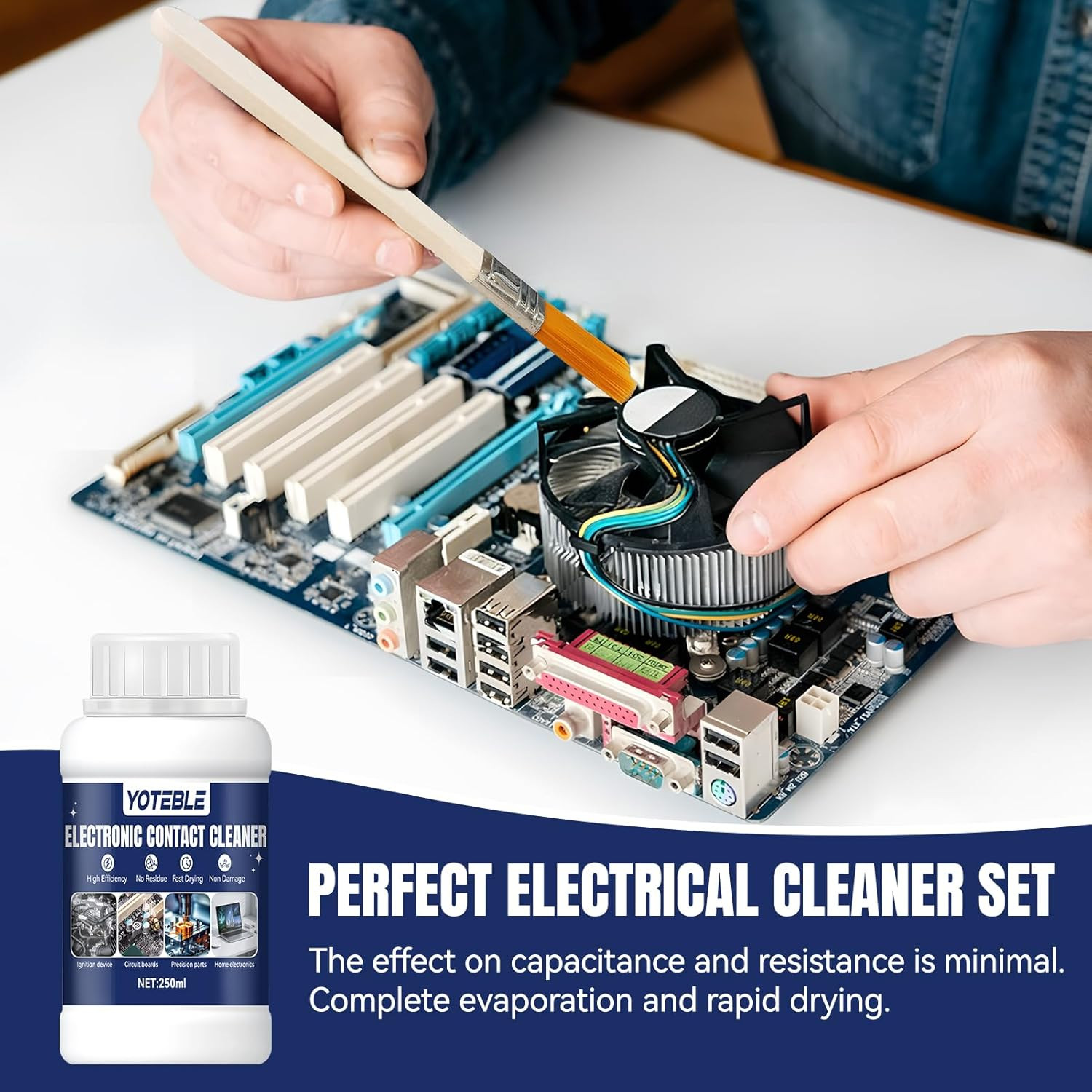 250 ML Electronic Contact Cleaner, Electrical Cleaner with 2 Cleaning Brushs, No