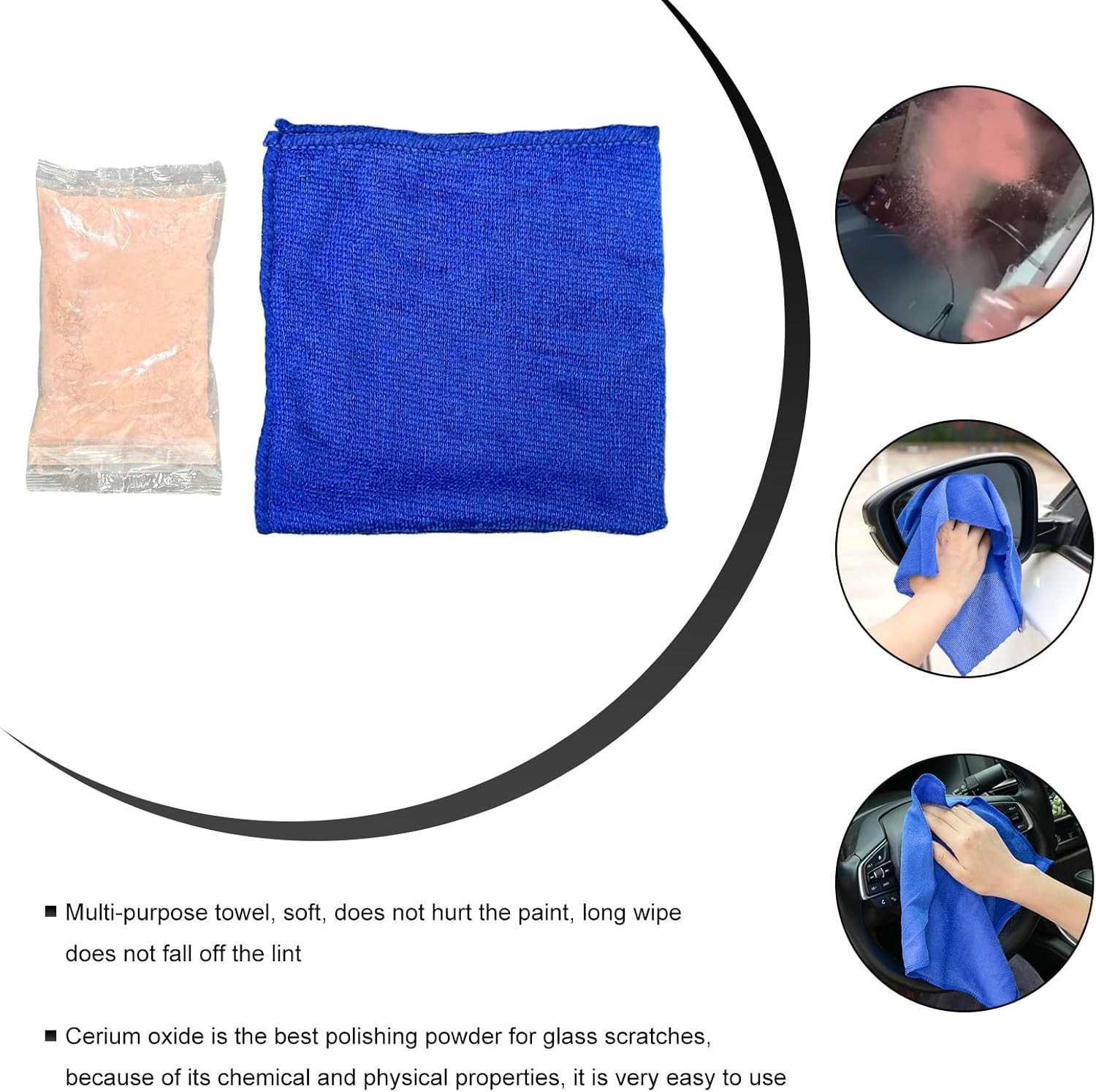 10 PCS Glass Polishing Kit, Windscreen Glass Scratch Removal Kit with 100g Ce…