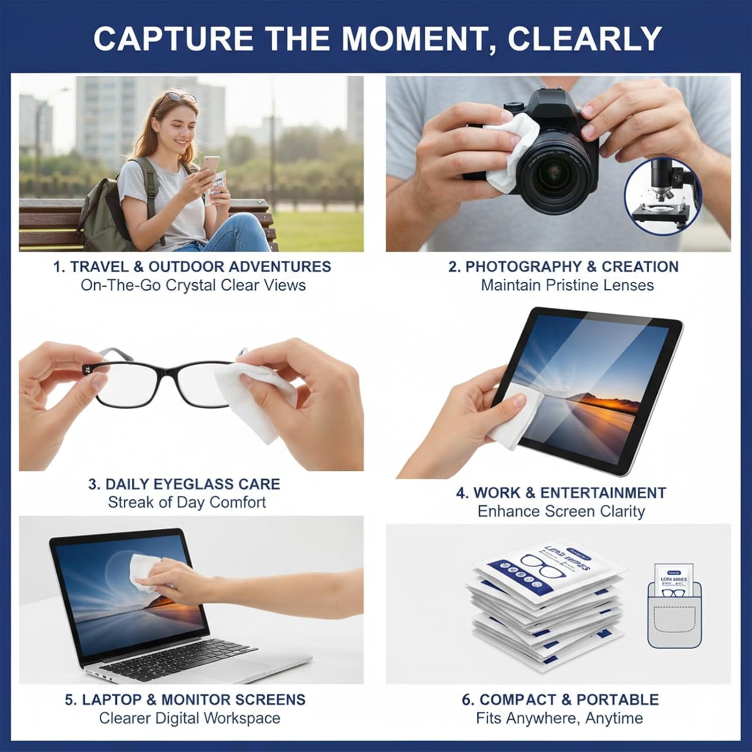 Lens Cleaning Wipes – Eyeglass Cleaner Wipes, Indivily Wrapped,