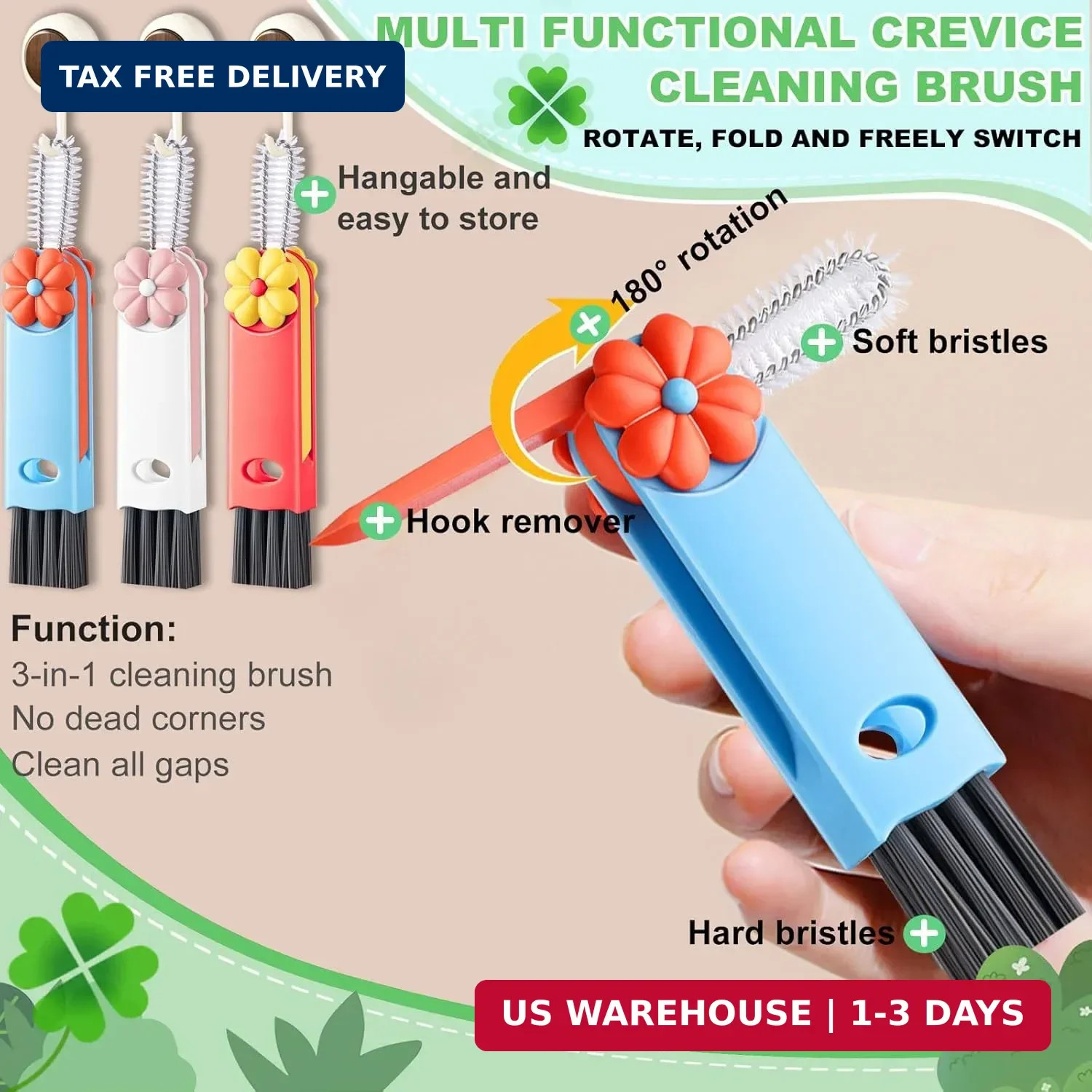 3 in 1 Cup Lid Cleaning Brush, Multifunctional Gap Cleaning Brush, Home Kitchen