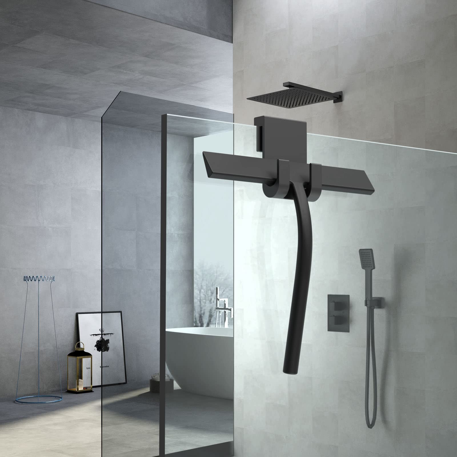 “9 Inch Silicone Shower Squeegee with Hook for Glass, Tile, Bathroom”