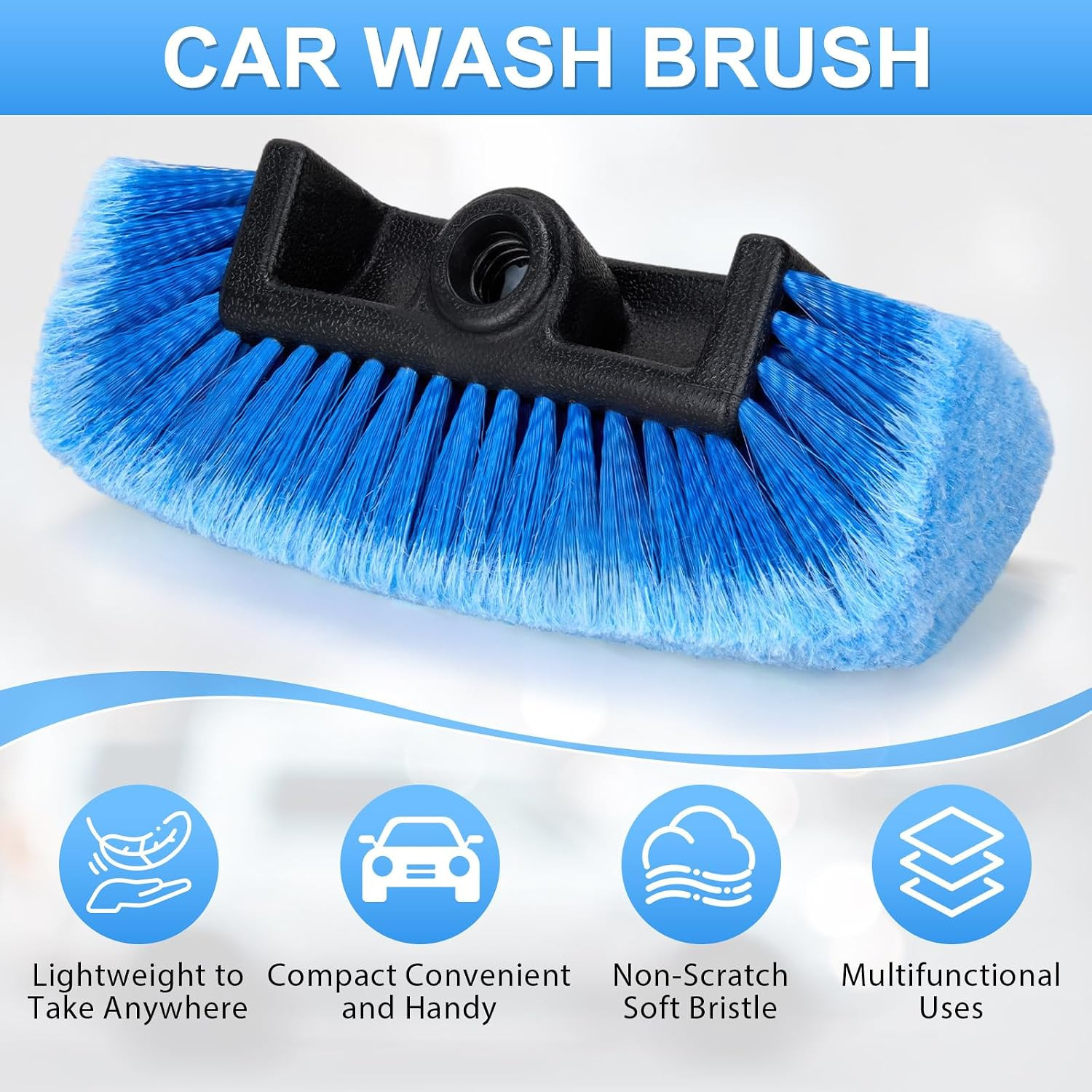 1 Pcs Car Wash Brush Head with Soft Detailing Bristle Flow Thru Car Cleaning Bru