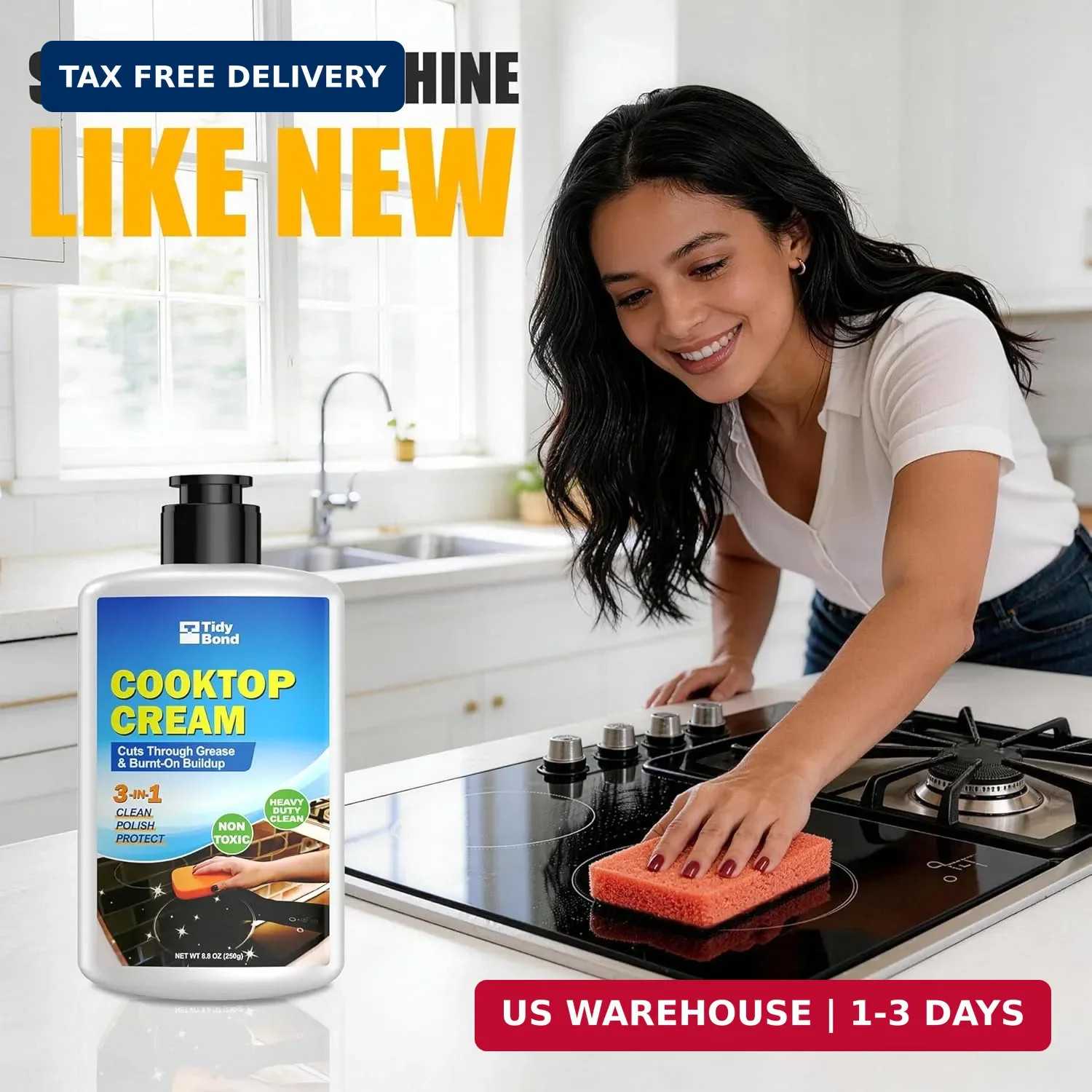 Glass Cooktop Cleaner & Polish Kit – Heavy Duty Stove Top Cleaner with Scraper &