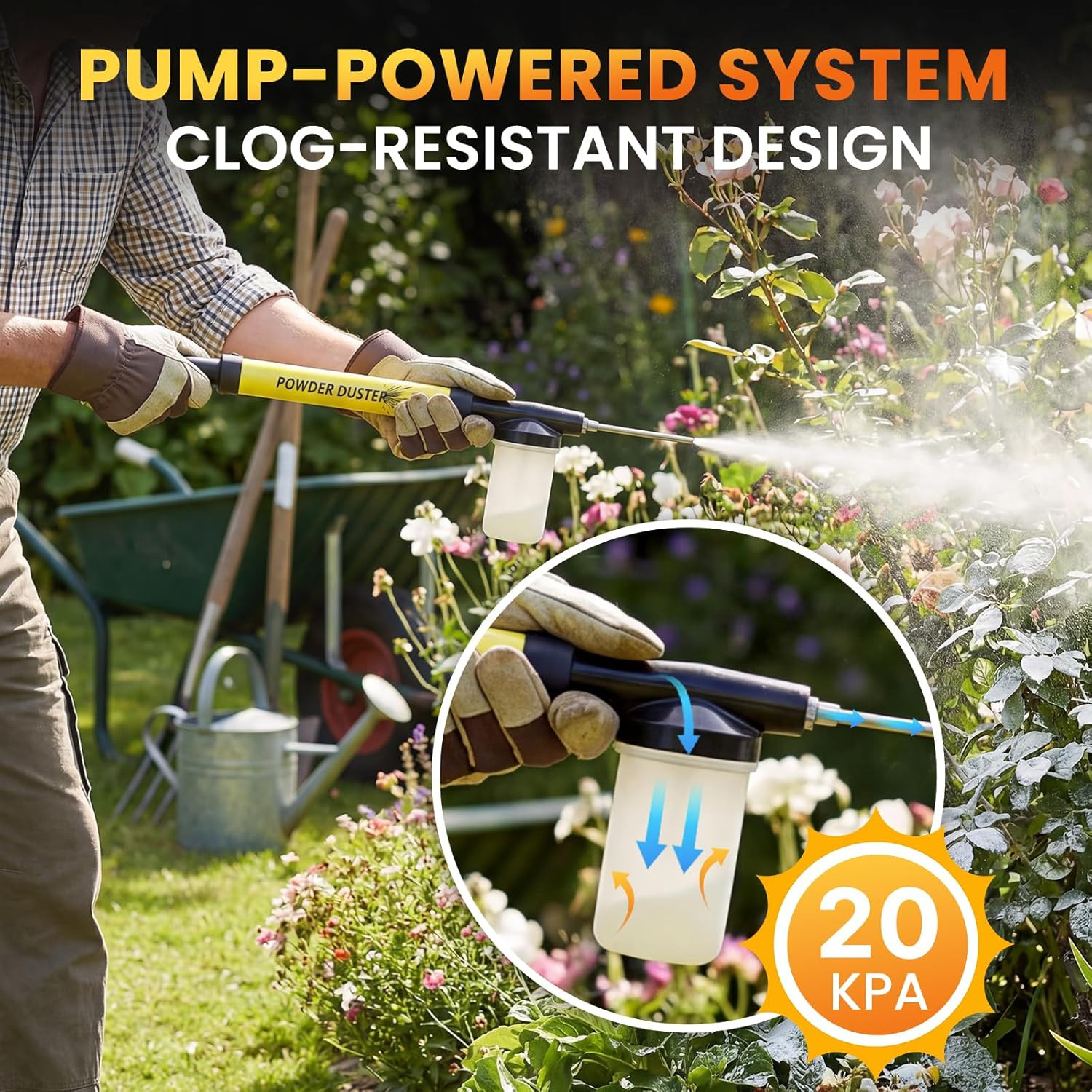Diatomaceous Earth Duster 4FT Telescopic Pump Applicator Indoor Outdoor | Clog-F