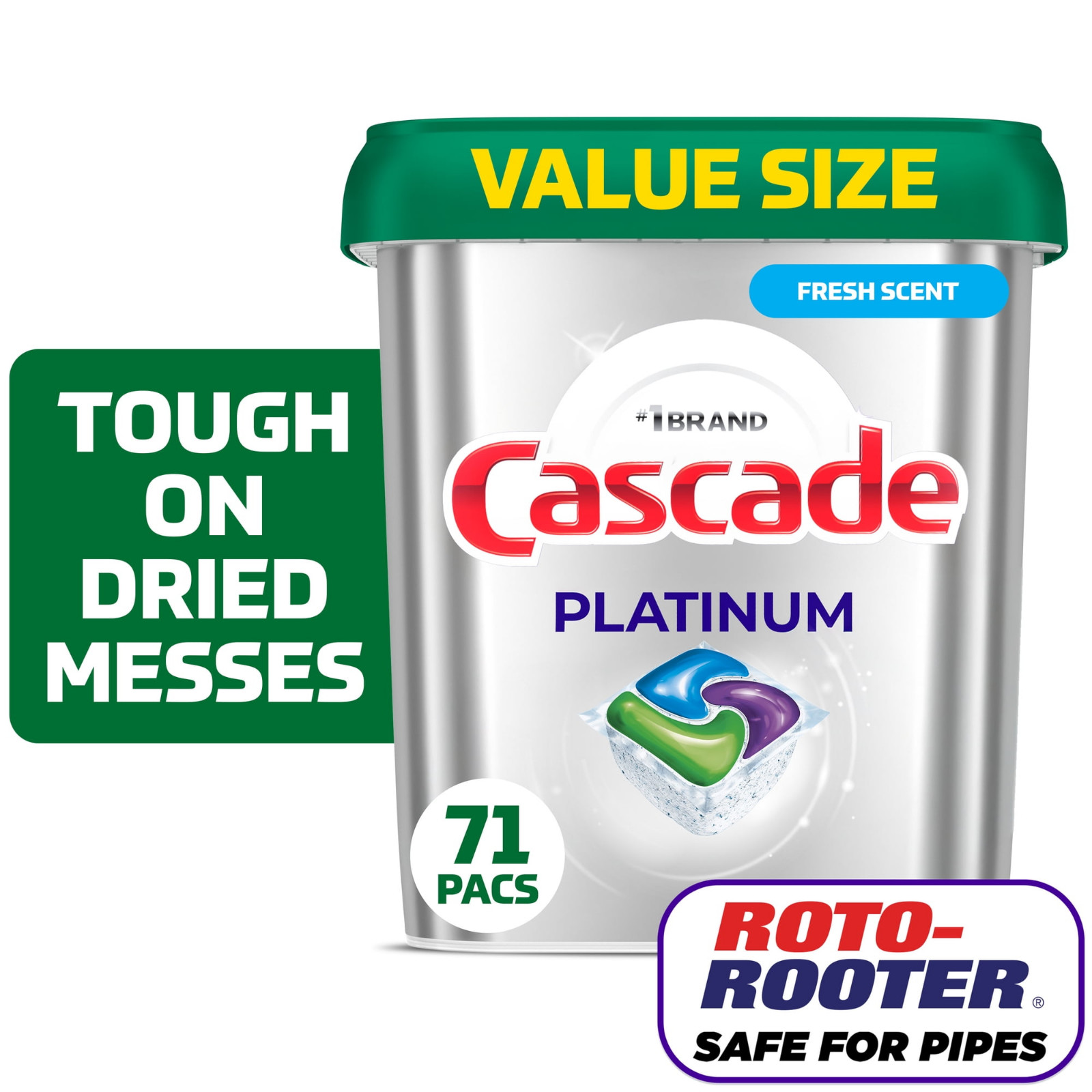 Cascade Platinum Dishwasher Pods, Dishwasher Detergent Soap Tabs, Fresh,71 Count