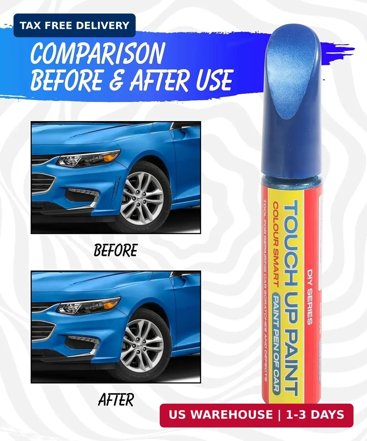 Pure Blue Touch Up Paint Universal Color Match for All Car Models Repair Pen