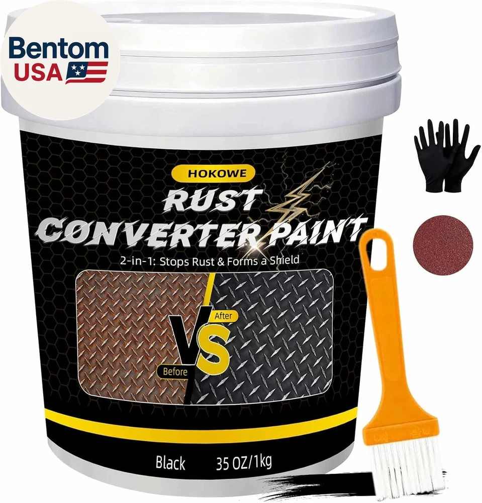 2-In-1 Rust Converter & Metal Primer 35Oz Black – Rust Inhibitor Paint for Metal