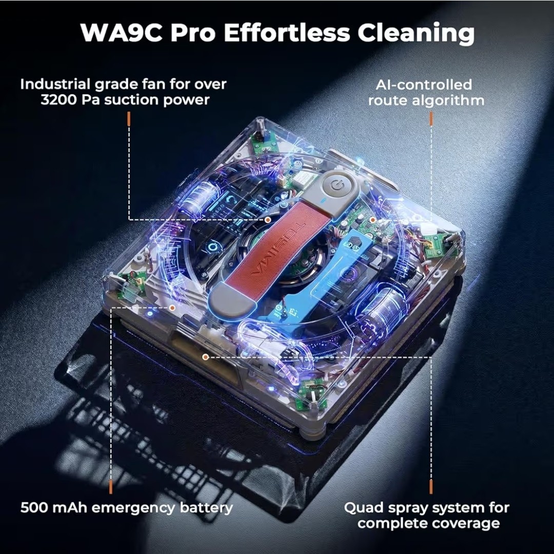 Tosima WA9C Pro Window Cleaning Robot, 3000Pa Auto Automatic anti-slip system