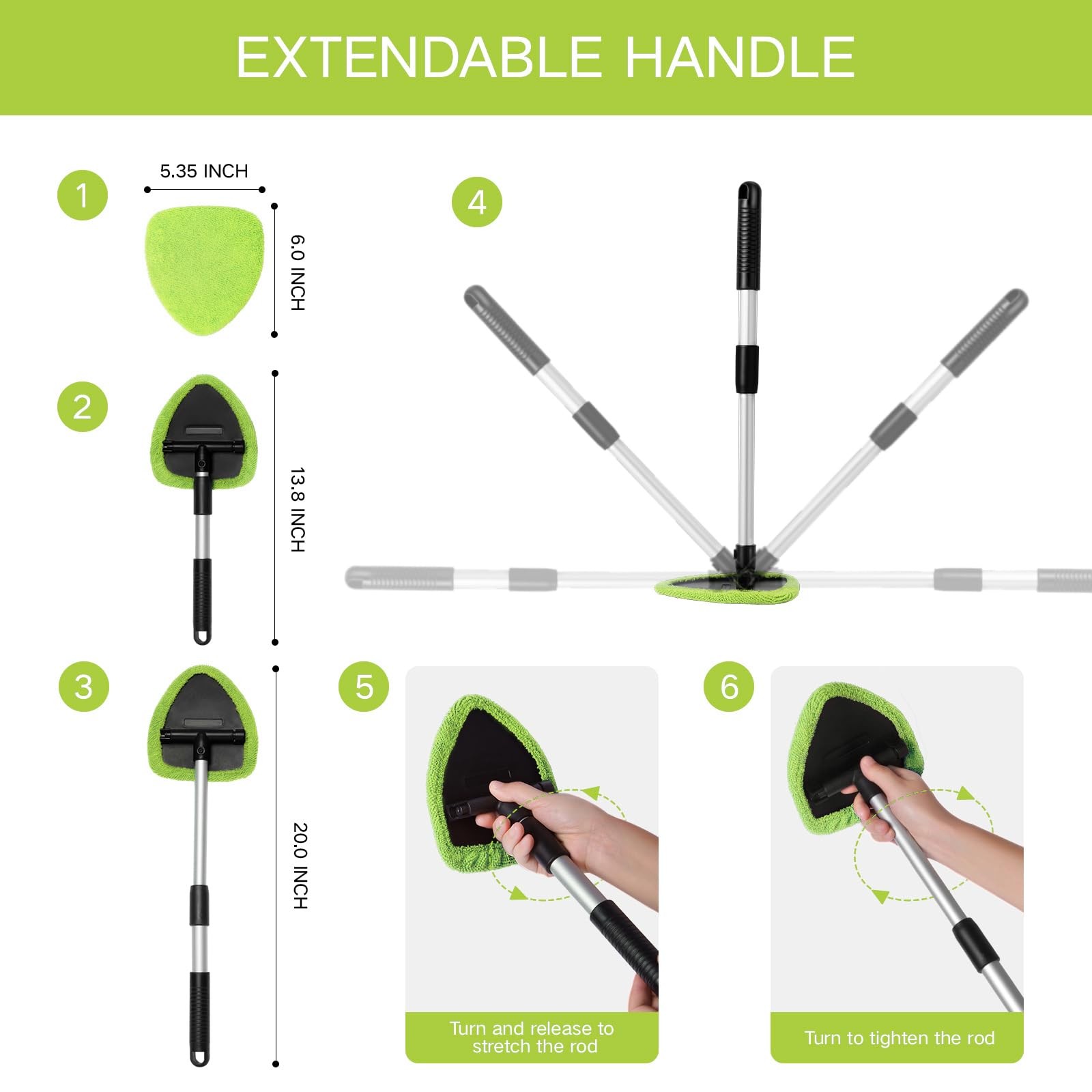 10pcs Windshield Cleaner Tool, Car Window Cleaning Wash Kit with 4 Reusable M…
