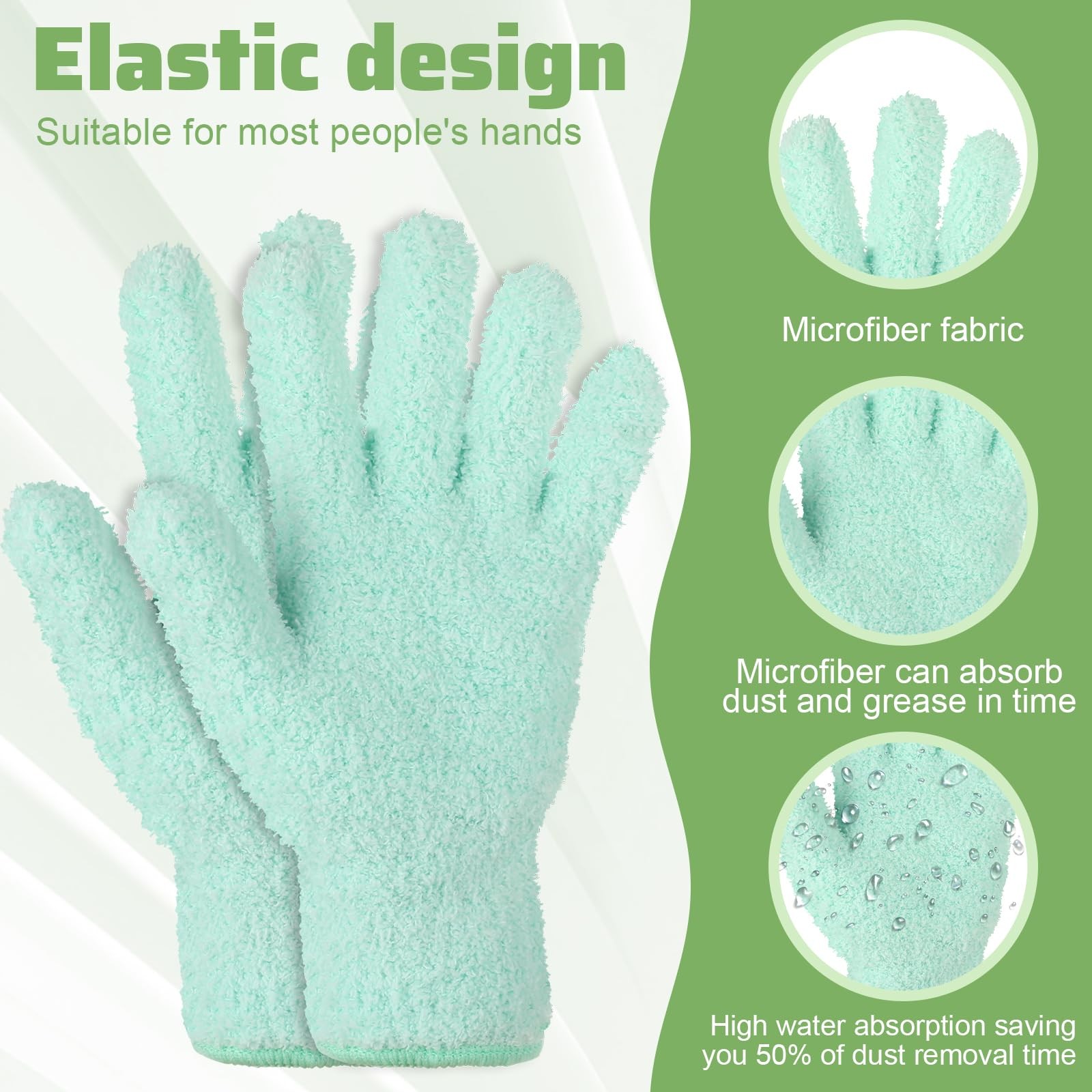 FdcLixuvol 2 PCS Dusting Gloves for House Cleaning, 22 * 13 cm, Cyan
