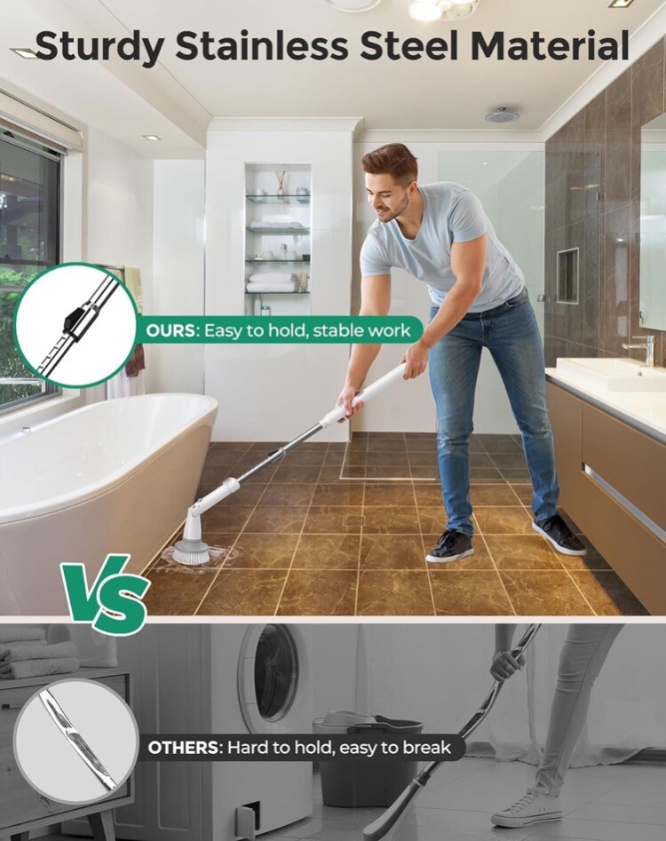 kHelfer Electric Spin Scrubber Kh8 2024 Upgrade Cordless Shower Scrubber 8 Re…