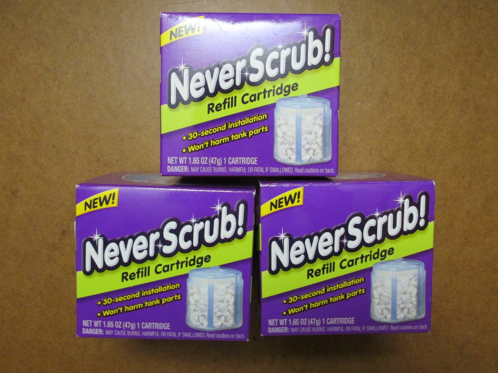 (3) Kaboom Never Scrub Refill Cartridges Toilet Cleaner