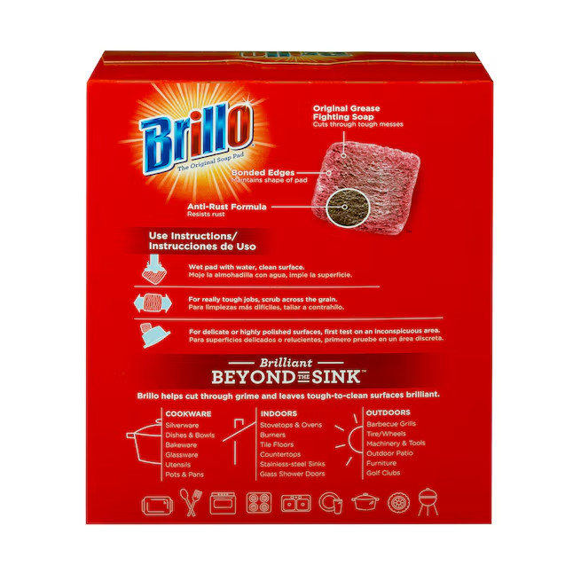 18 PADS – Brillo Steel Wool Scouring Soap Pad Pots Pans Grills Dishes Kitchen