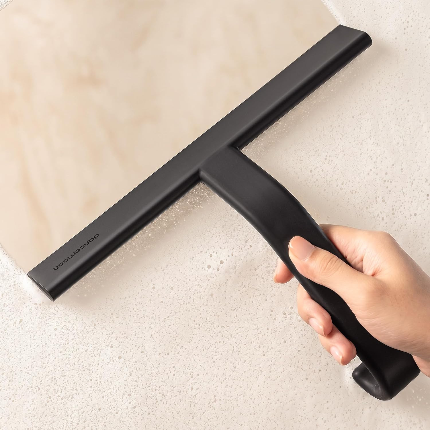 Justhang Shower Squeegee for Glass Doors, All-One-Piece Wider 12″ Silicone Squee