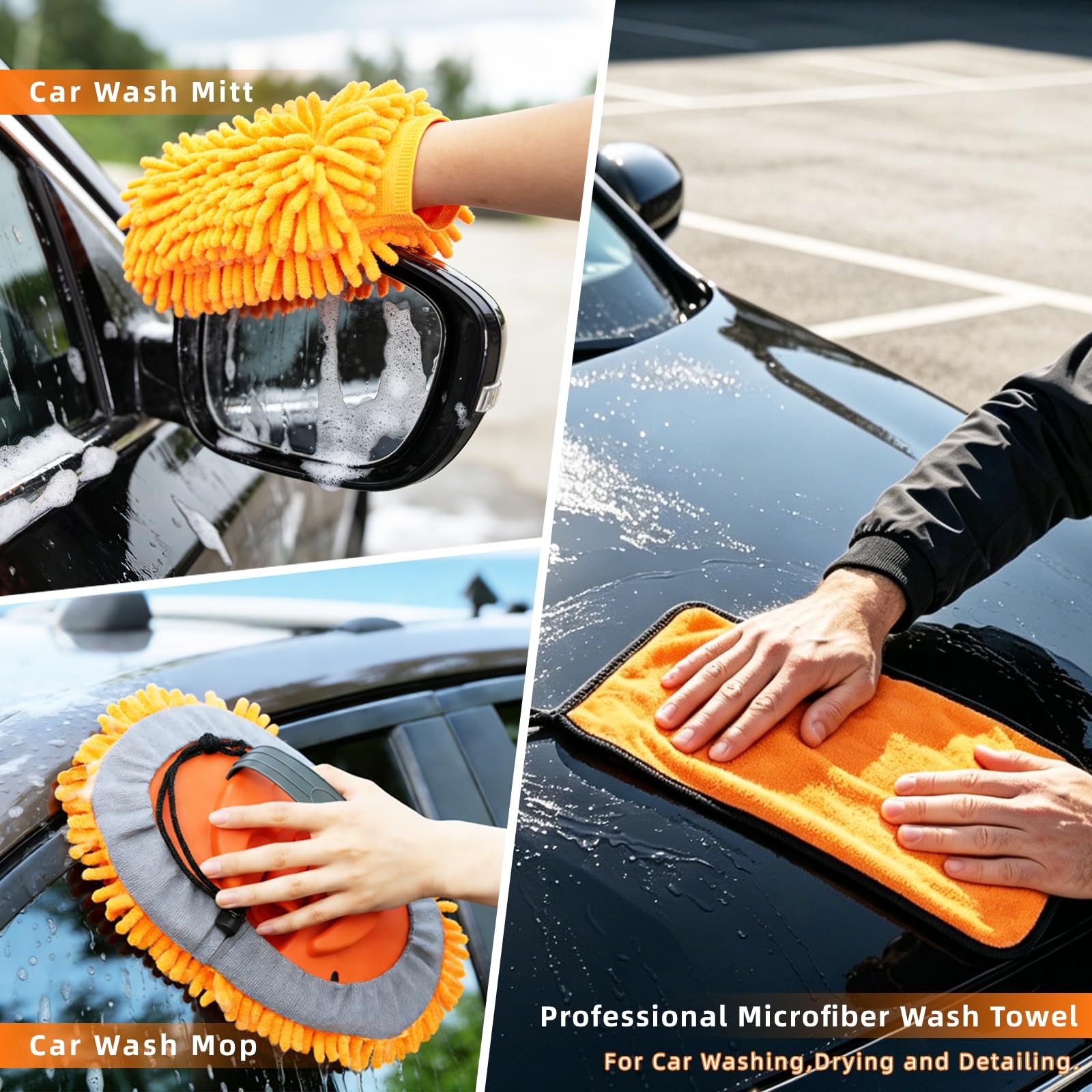 12FT Car Wash Brush with Long Handle Extension Pole Soft Bristle Car Cleaning…
