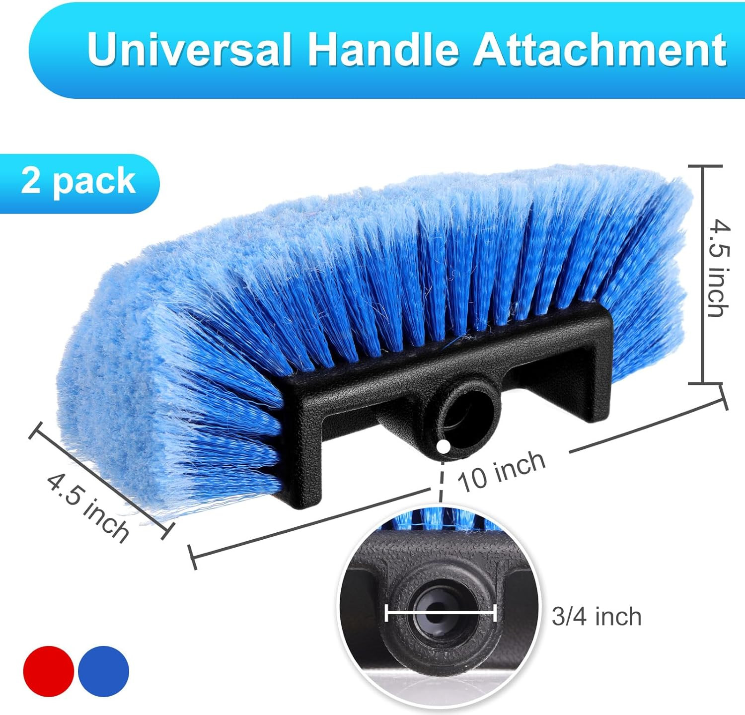 Car Wash Brush Head with Soft Detailing Bristle Flow Thru Car Cleaning Brush Ext
