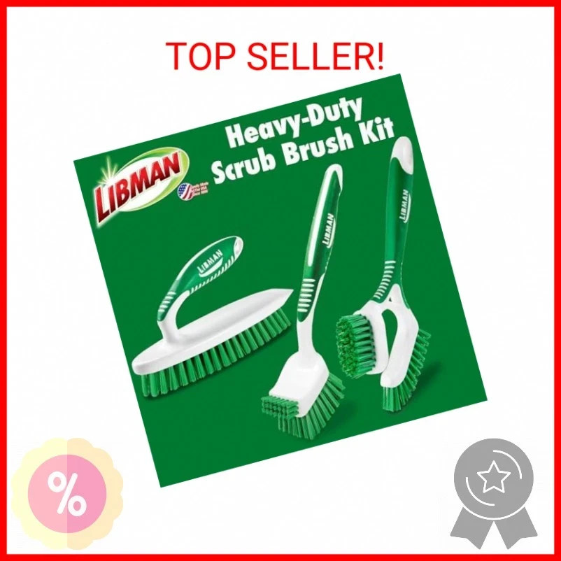 Libman Heavy Duty Scrub Brush Kit – Household Cleaning Brushes for Tub & Tiles