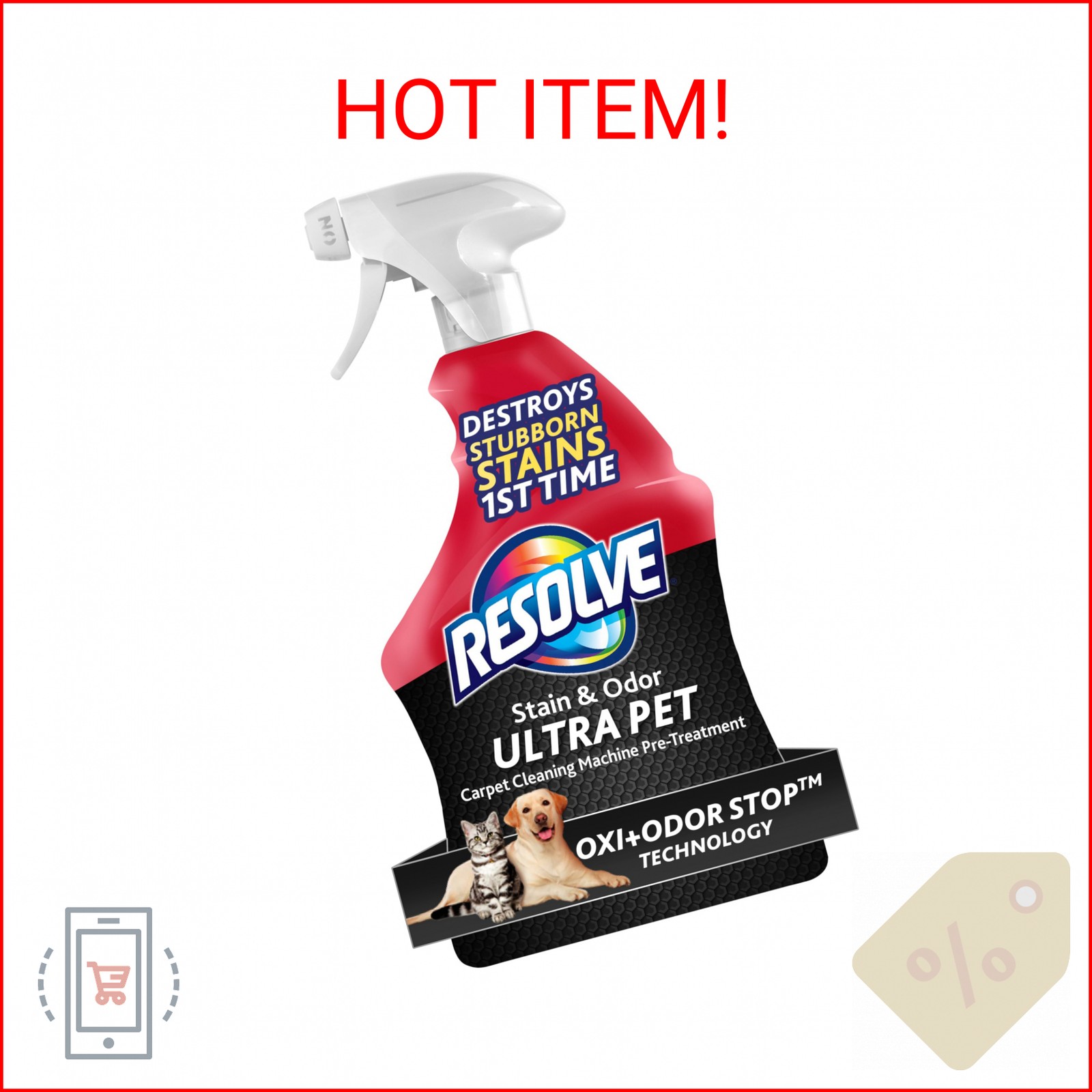 Resolve Ultra Pet Carpet Cleaner Spray – for Removal of Pet Stains & Odors, 32oz