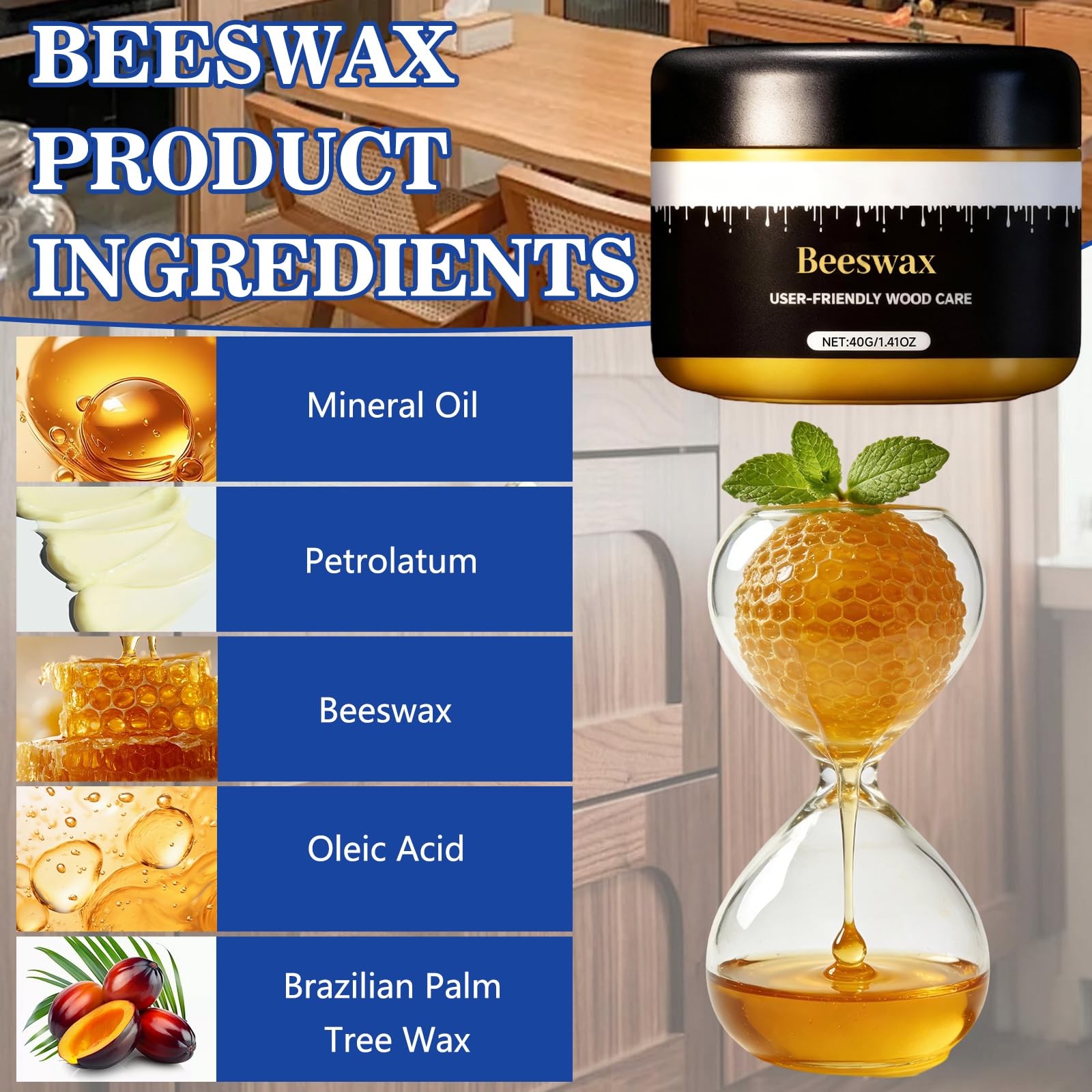 2pcs Wax, Beeswax Gleam – Premium Wax & Polish, All-Natural Wood Conditioner,…