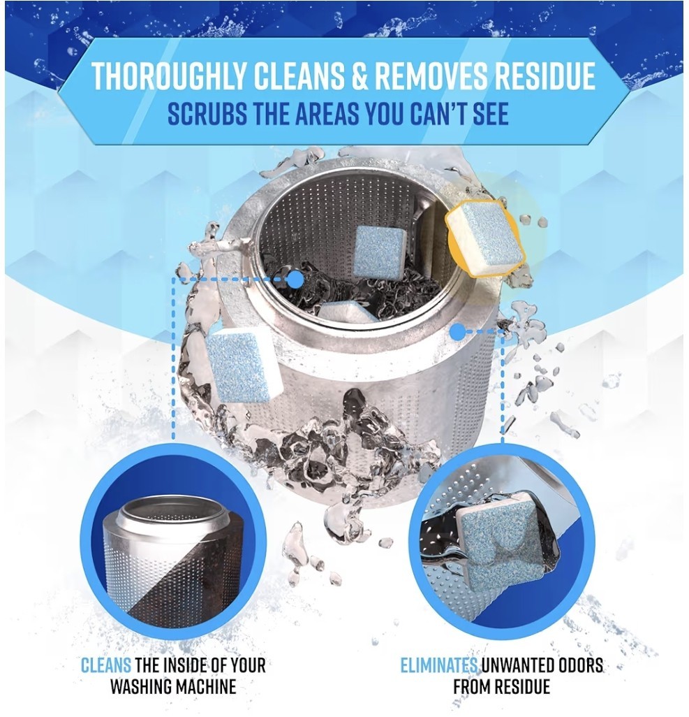Washing Machine Cleaner Descaler 24 Pack – Deep Cleaning Tablets