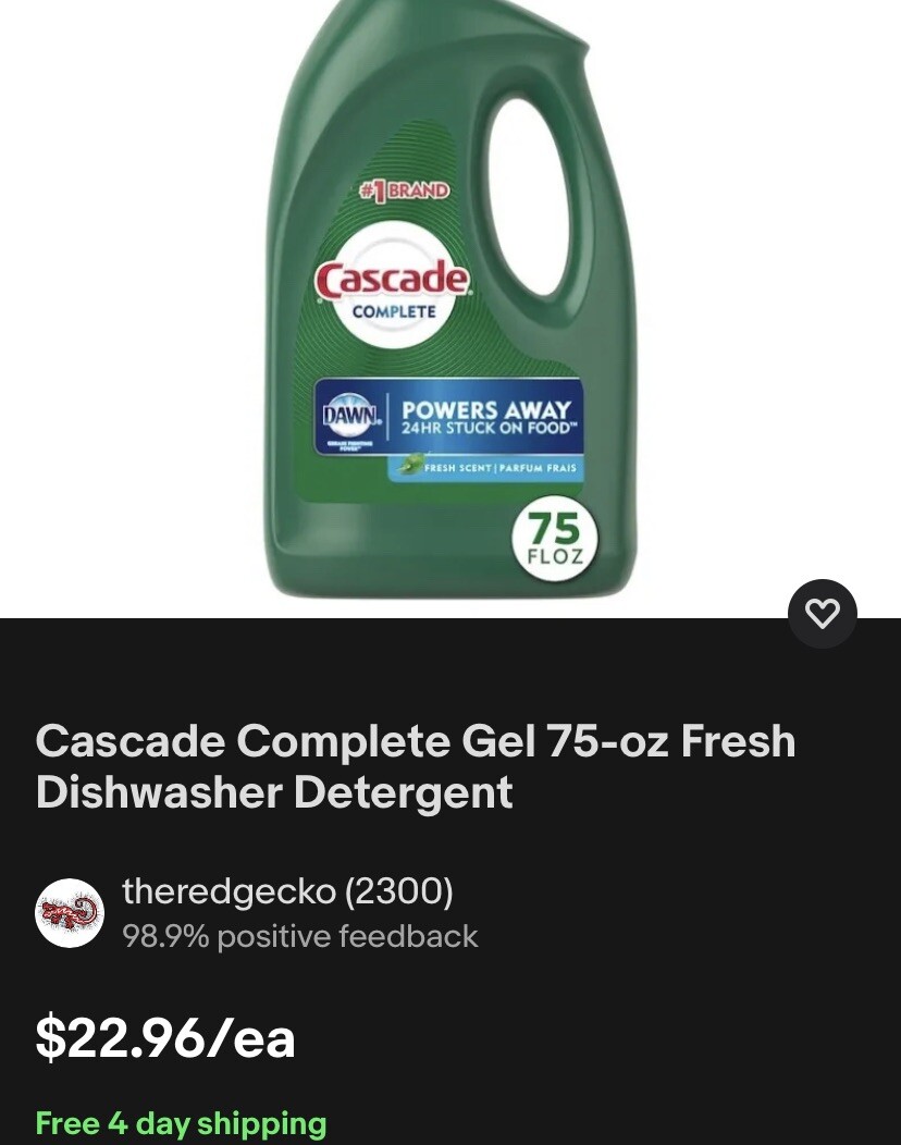 Cascade Complete Gel 75-oz =1.7 L Fresh Dishwasher Detergent Buy 2 Get $5 Back