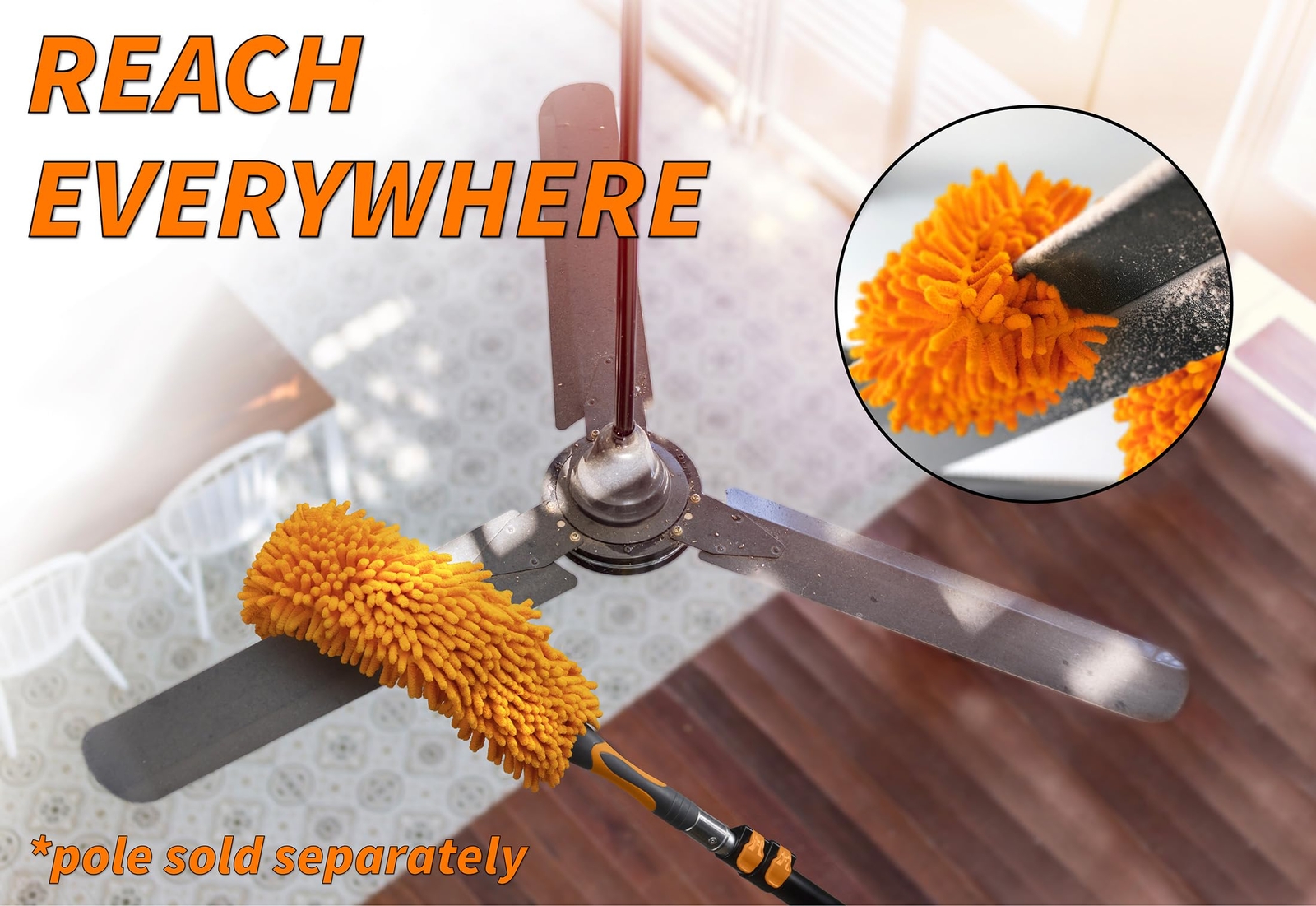 Flexible Ceiling Fan Cleaner Duster // Washable Fan Duster For High Ceiling // F
