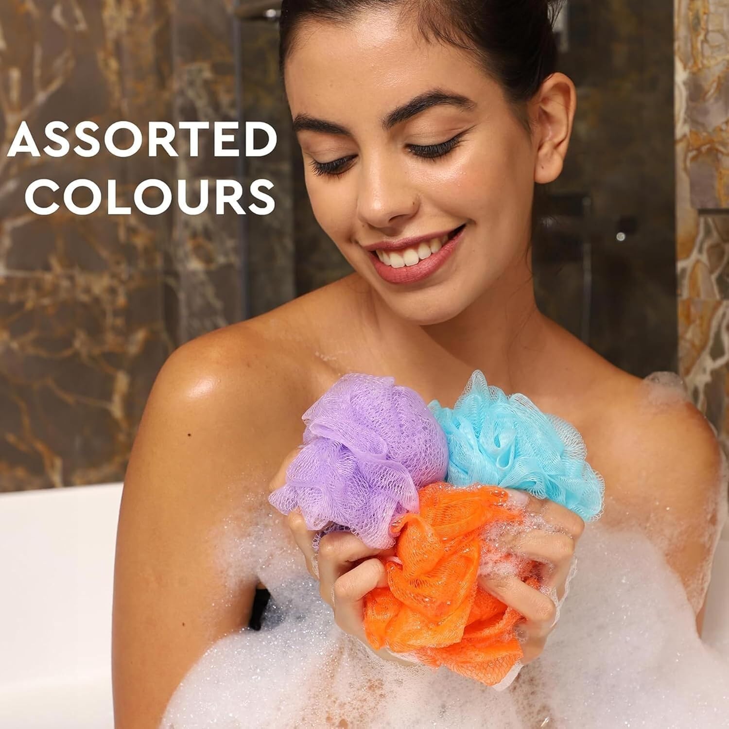 Mesh Loofah Spons, Small Loofahs for Kids Colorful Spons Mesh Pouf