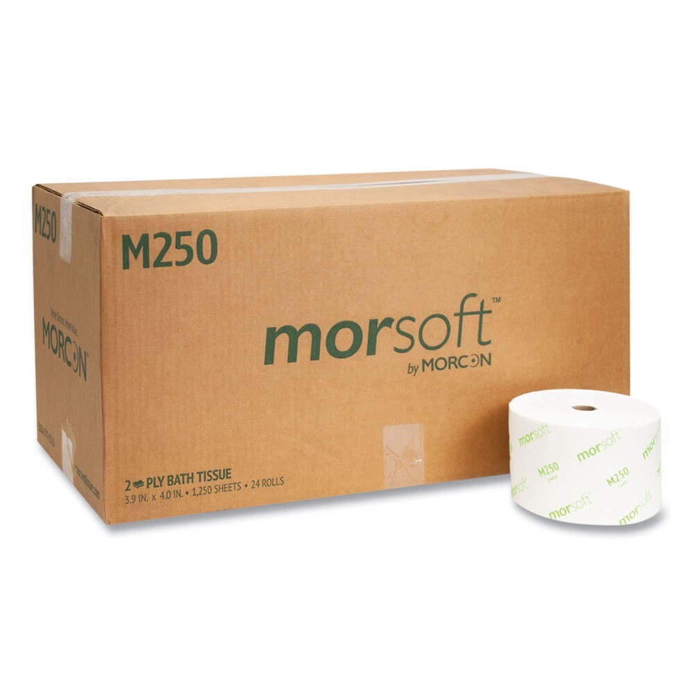 Morcon Paper M250 2-Ply Small Core Bath Tissue – White (1,250/RL, 24-RL/CT) New
