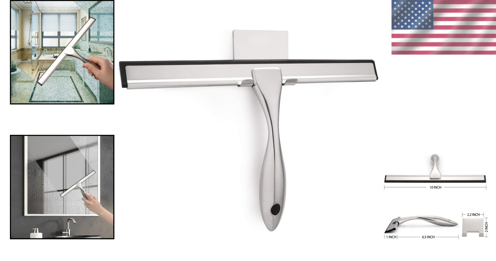 Versatile All-Purpose 10-Inch Shower Squeegee for Windows and Glass Surfaces