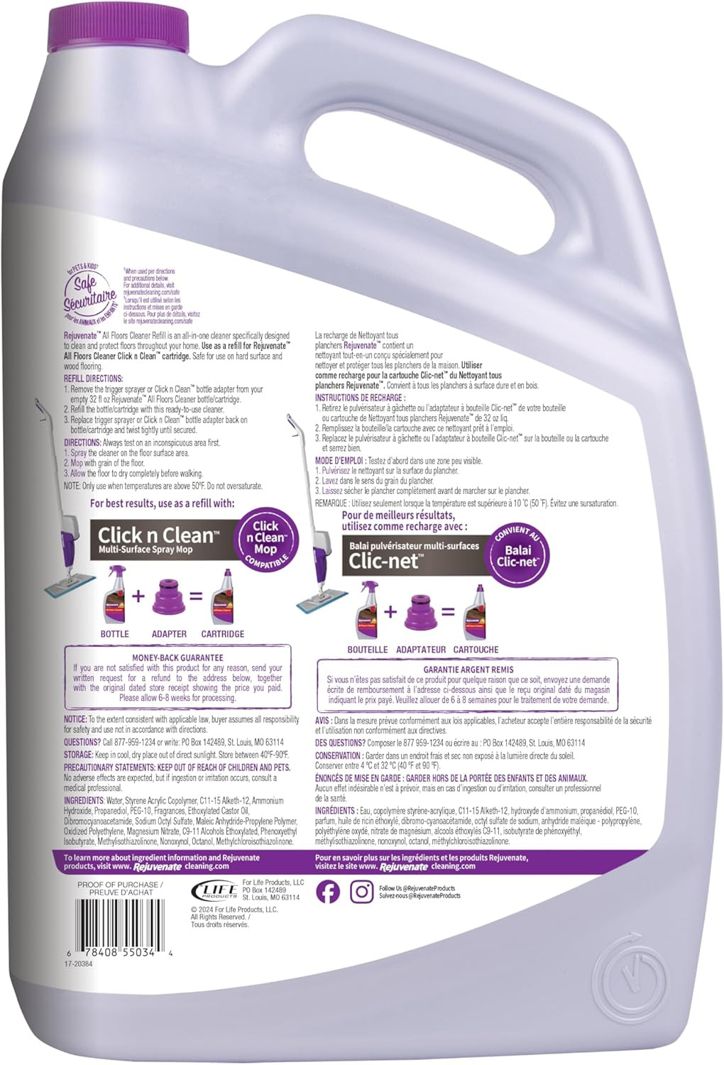 Rejuvenate All Floors Cleaner Refill 1 Gallon for Hardwood, Tile, Vinyl & More