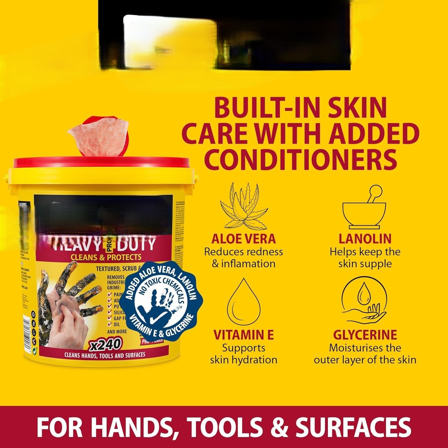 NEW Heavy Duty Industrial Hand Cleaning Wipes Scrubbing Degreaser 240 Count
