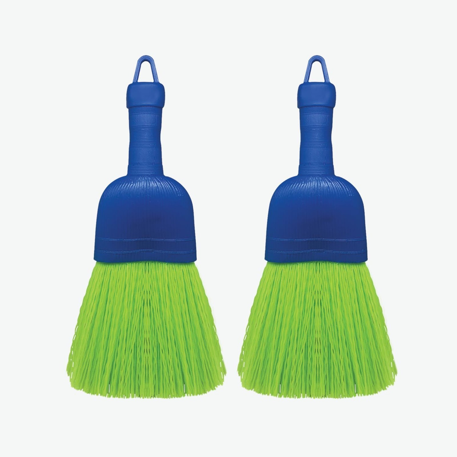 Hand Broom Durable Bristles 2 Pack Indoor Outdoor Compact Hang Hole Cleaning