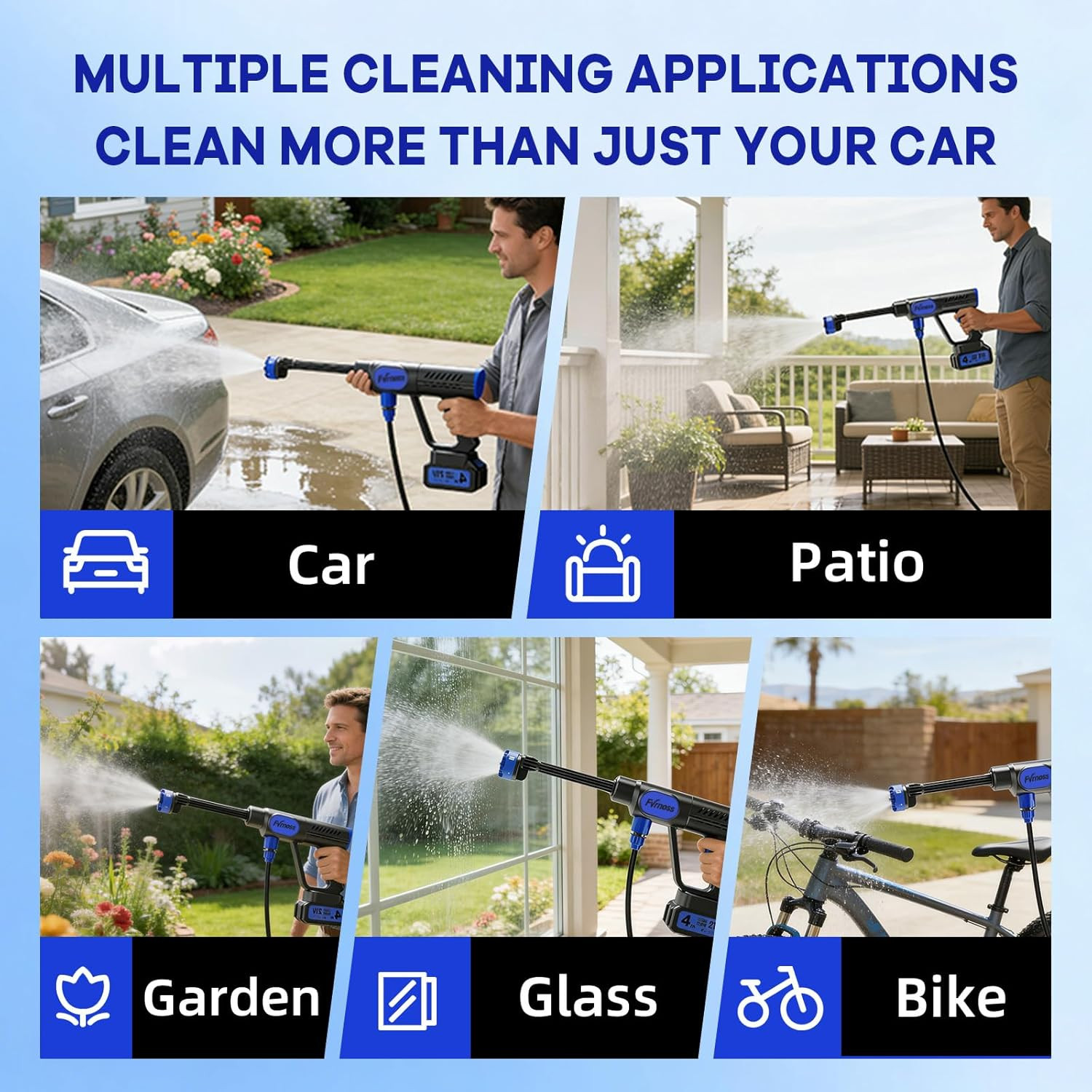 6-in-1 Portable Handheld Cleaning Tool with Foam Cannon & 32ft Hose