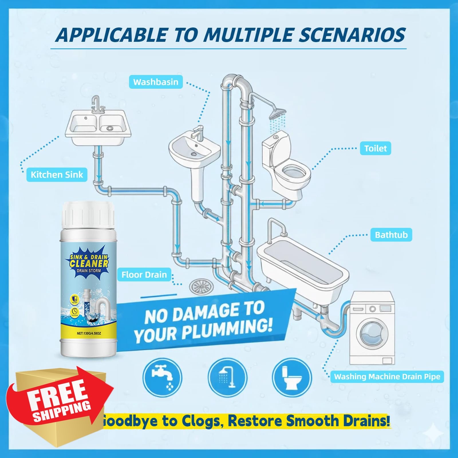 CrySPKaine Unscented Drain Cleaner Powder 130g