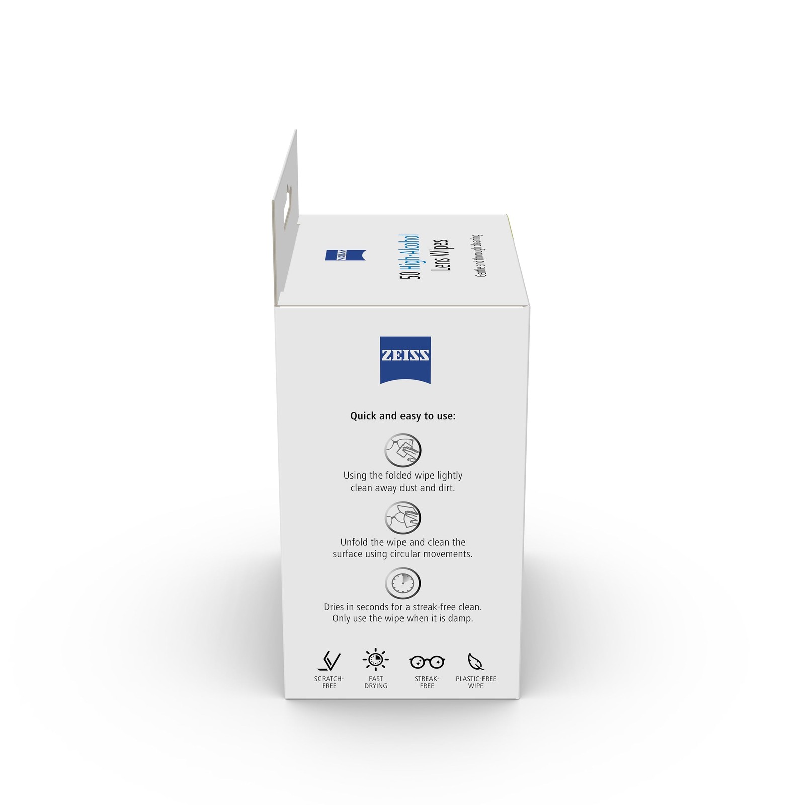 ZEISS Lens Wipes 50 Count – 70% Alcohol Cleaner for Glasses & Lenses