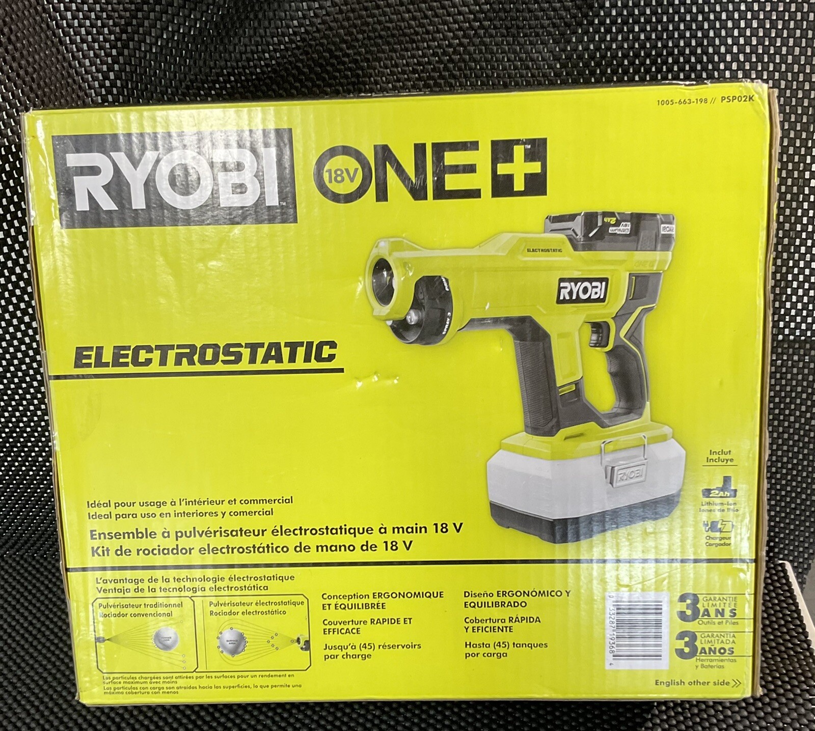 Ryobi ONE+ 18V Cordless Handheld Electrostatic / Disinfectant Sprayer #PSP02K